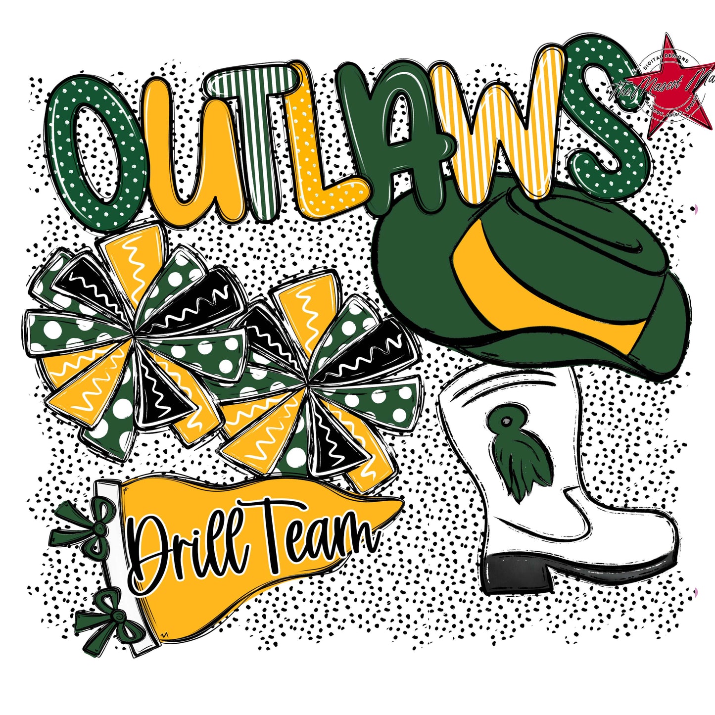 Outlaws Drillteam Spirit-Green & Yellow