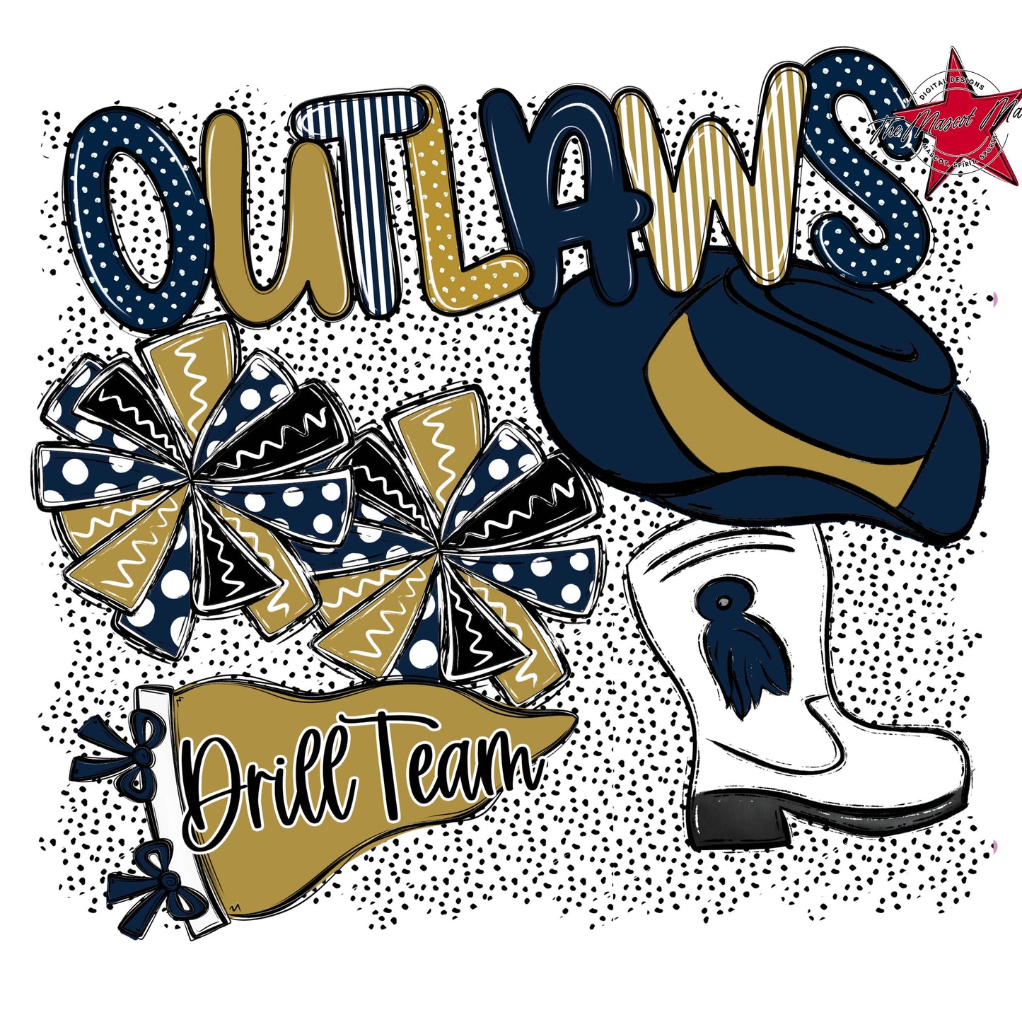 Outlaws Drillteam Spirit-Navy & Gold