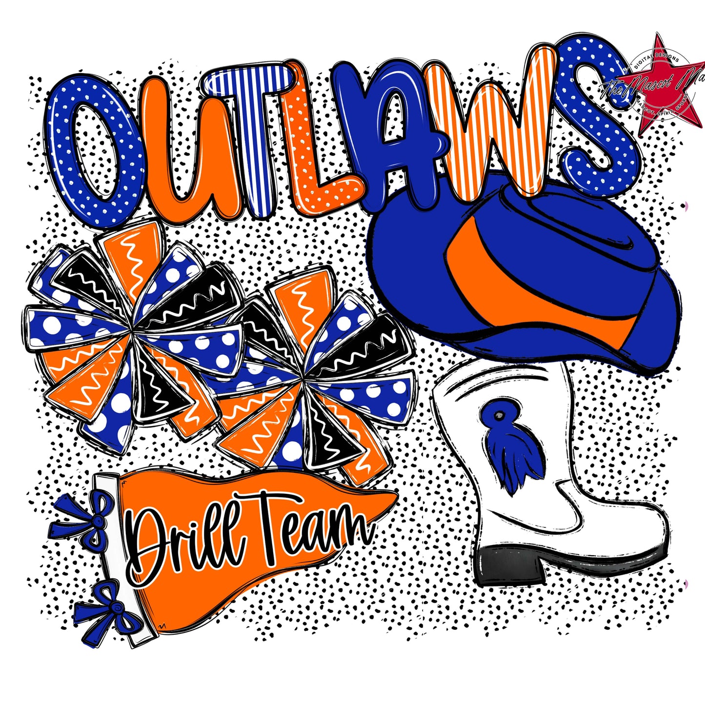 Outlaws Drillteam Spirit-Royal Blue & Orange