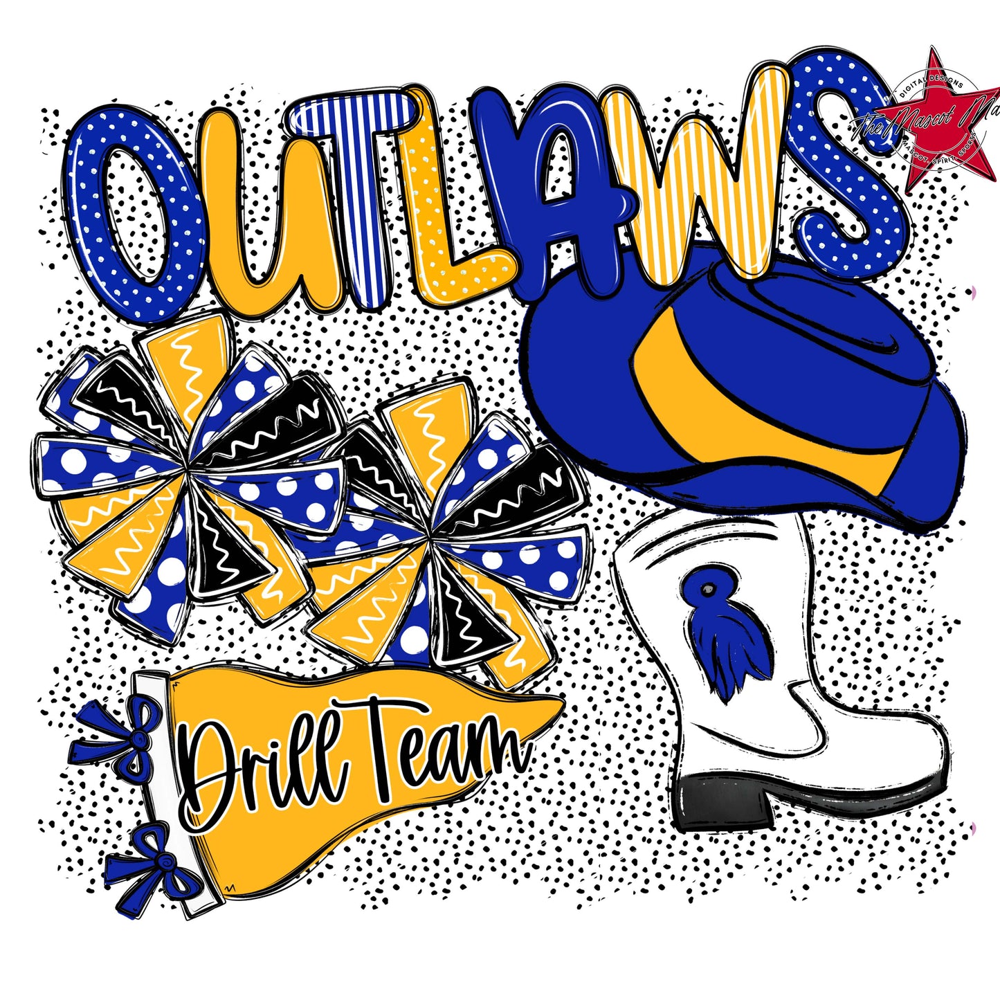 Outlaws Drillteam Spirit-Royal Blue & Yellow