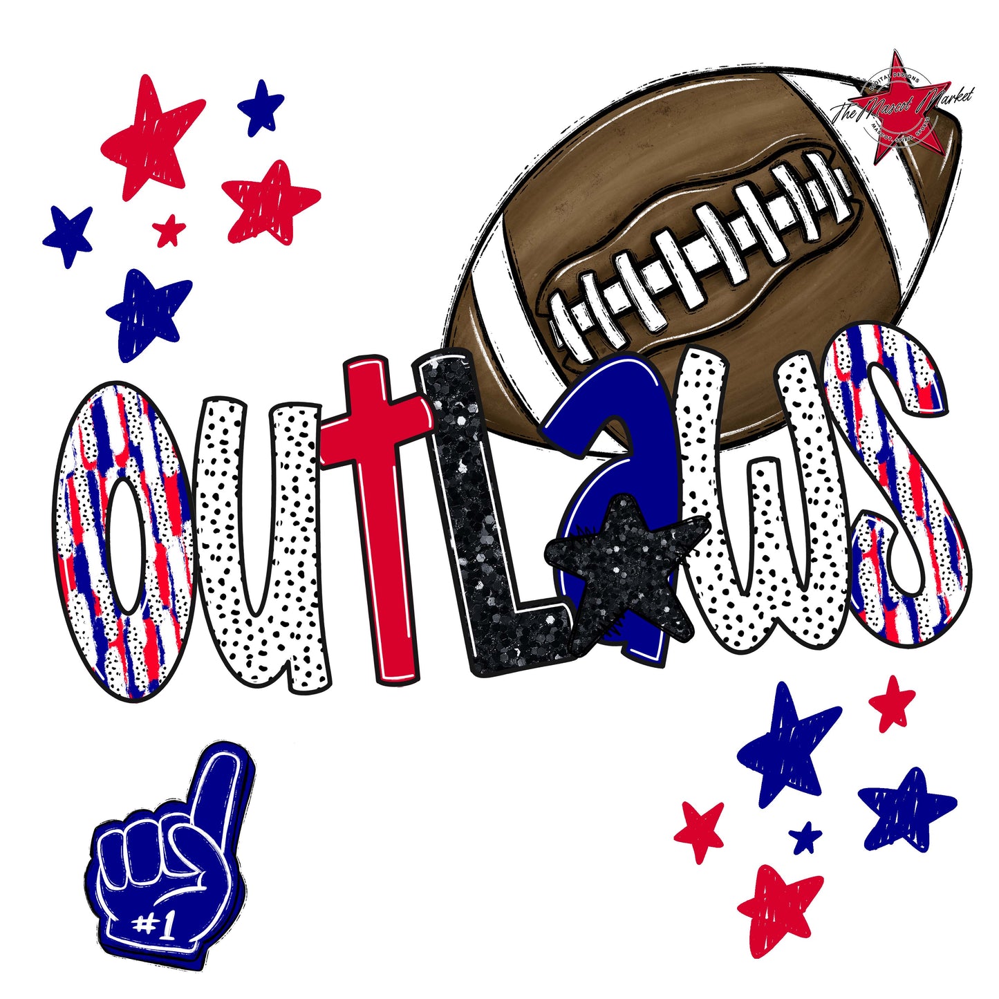 Outlaws Football Scrape-Blue & Red