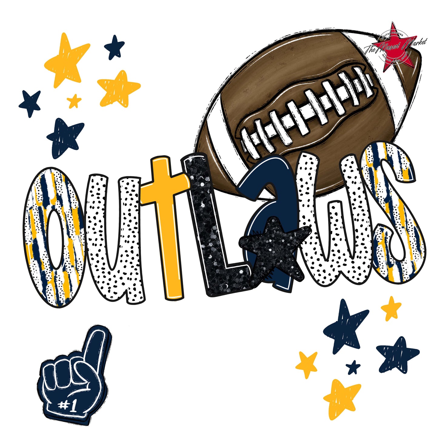 Outlaws Football Scrape-Navy & Yellow
