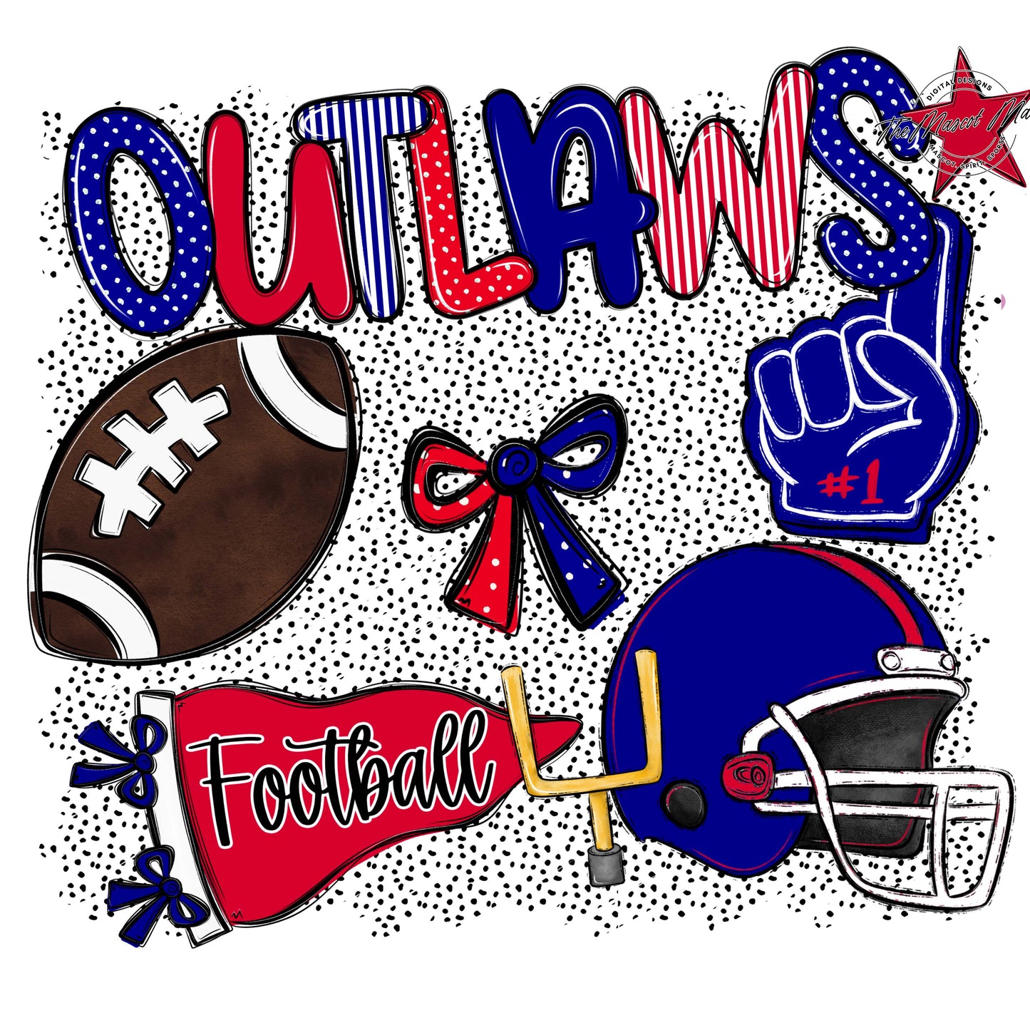 Outlaws Football Spirit-Blue & Red