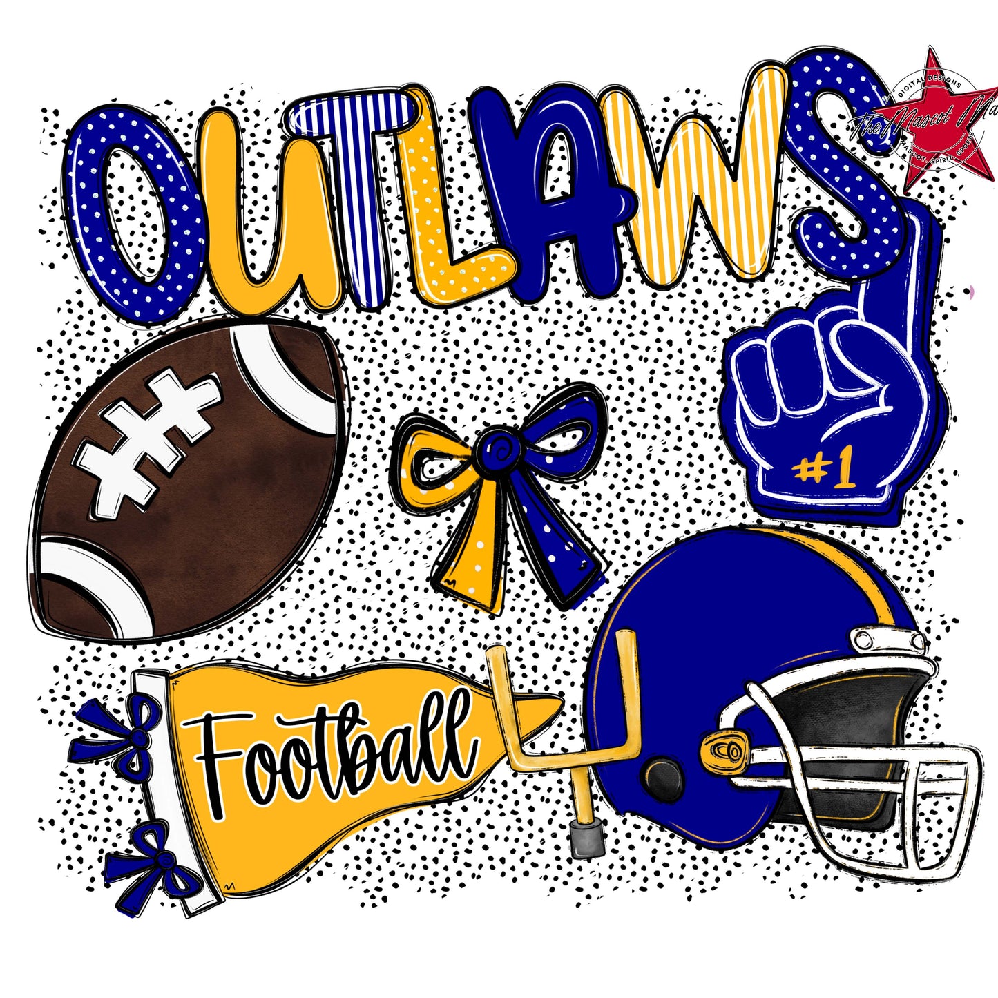 Outlaws Football Spirit-Blue & Yellow
