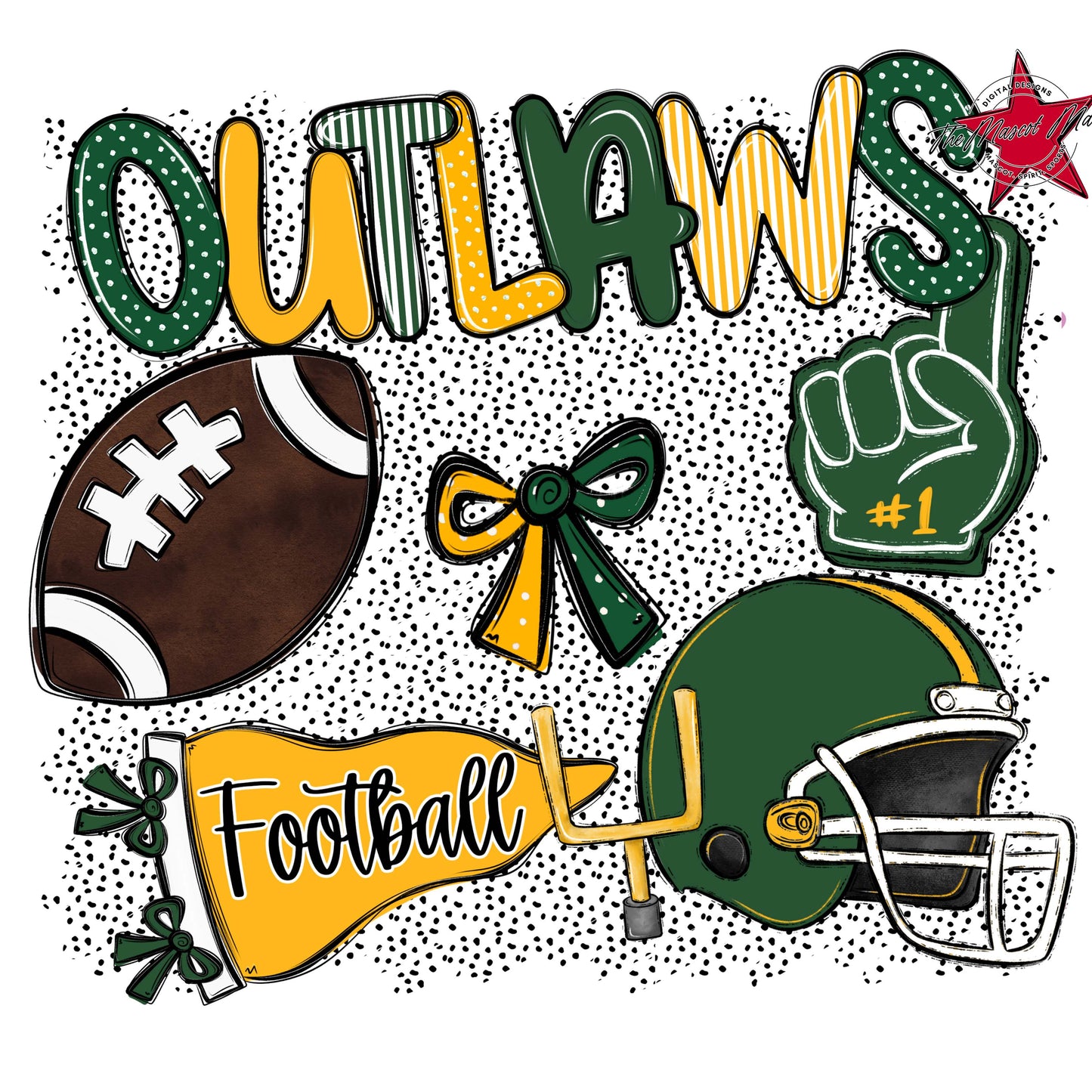 Outlaws Football Spirit-Green & Yellow