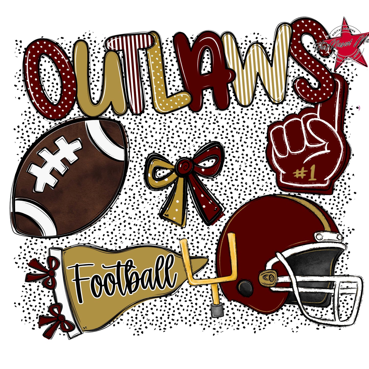 Outlaws Football Spirit-Maroon & Gold