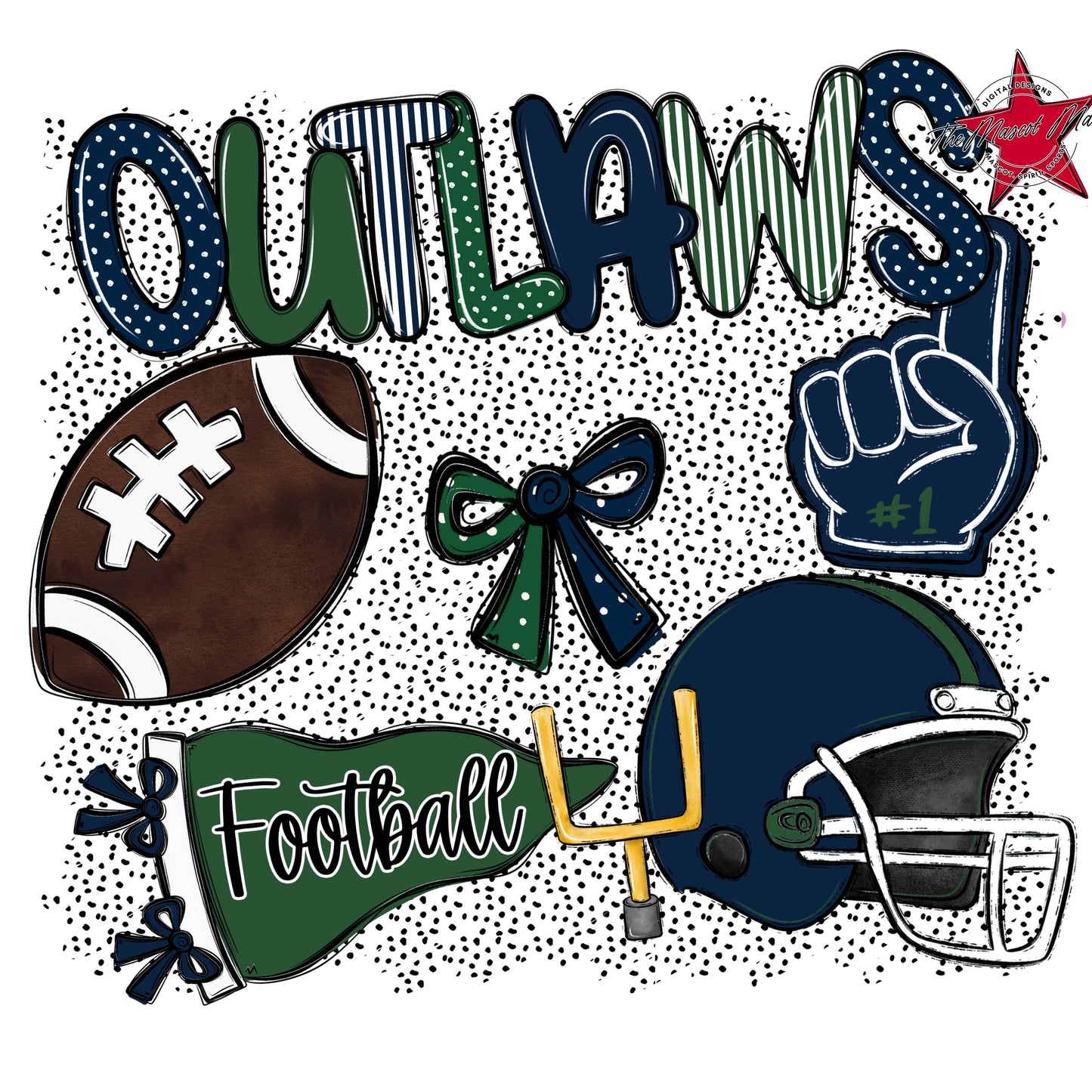 Outlaws Football Spirit-Navy & Green