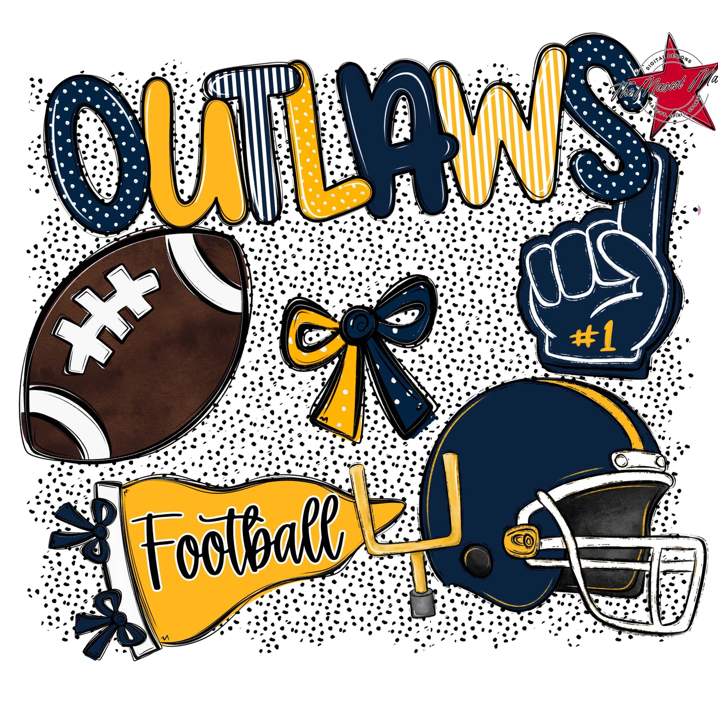 Outlaws Football Spirit-Navy & Yellow