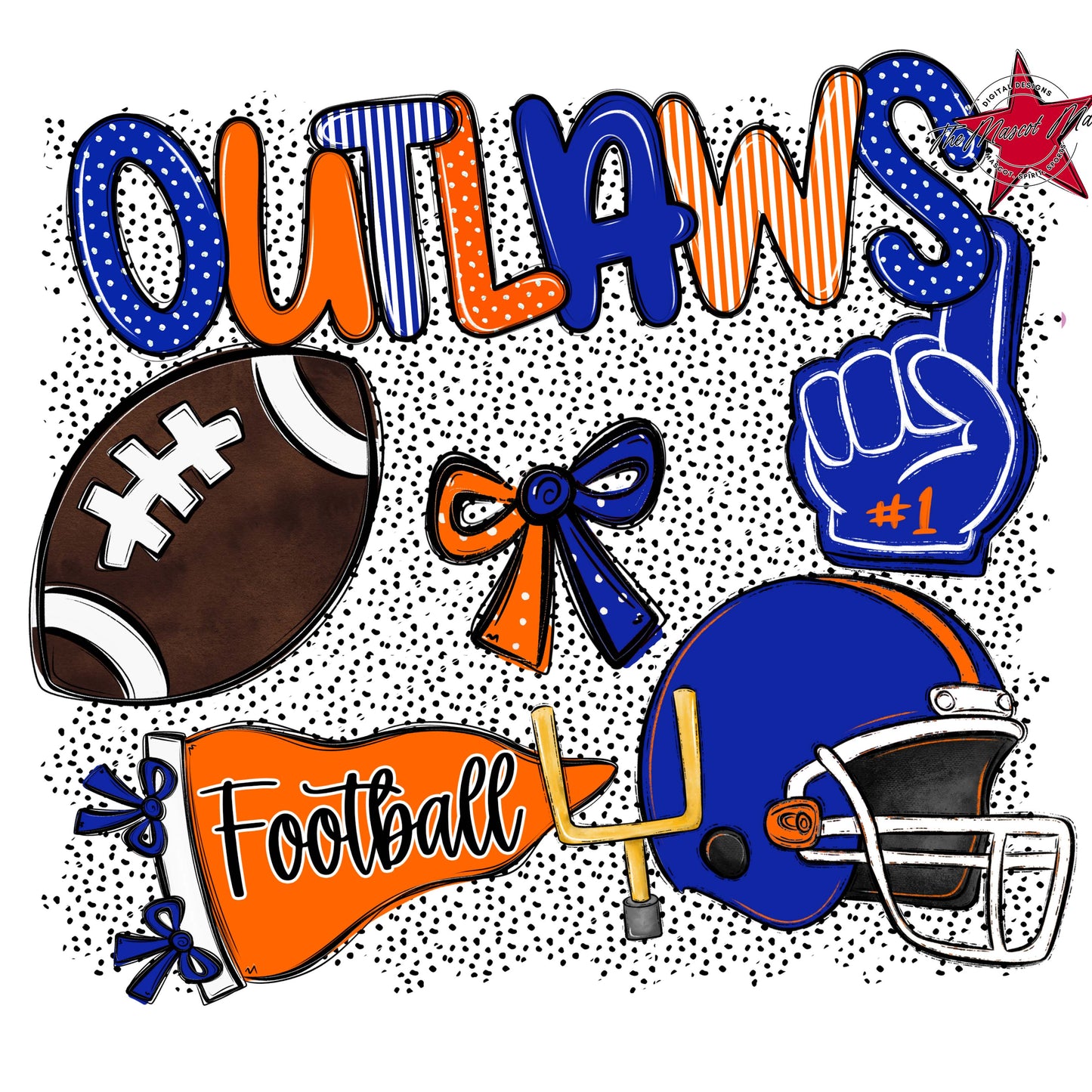 Outlaws Football Spirit-Royal Blue & Orange