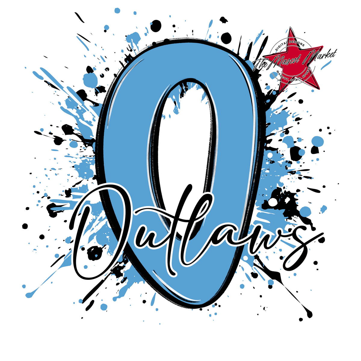 Outlaws Mascot Splatter-Carolina Blue