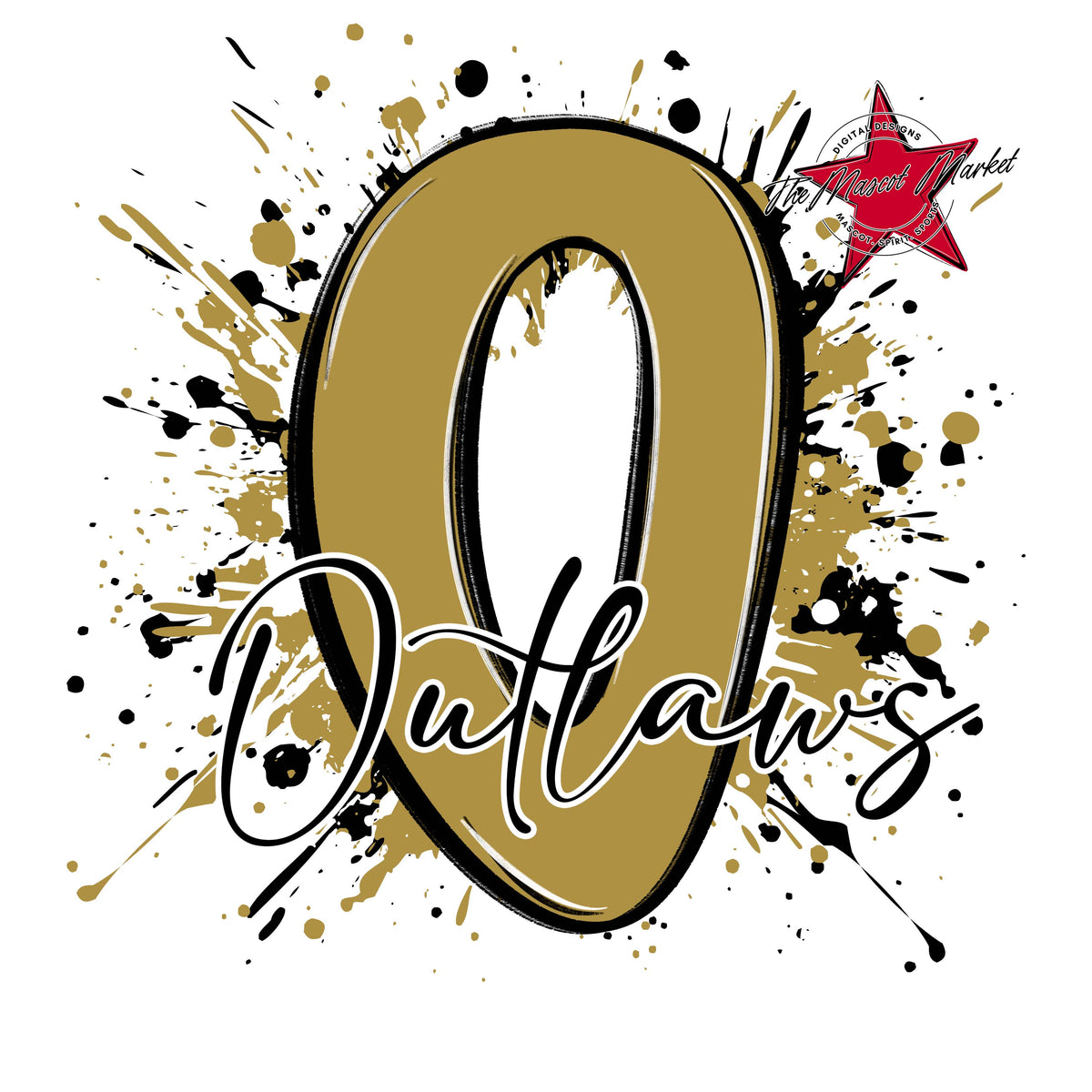 Outlaws Mascot Splatter-Gold