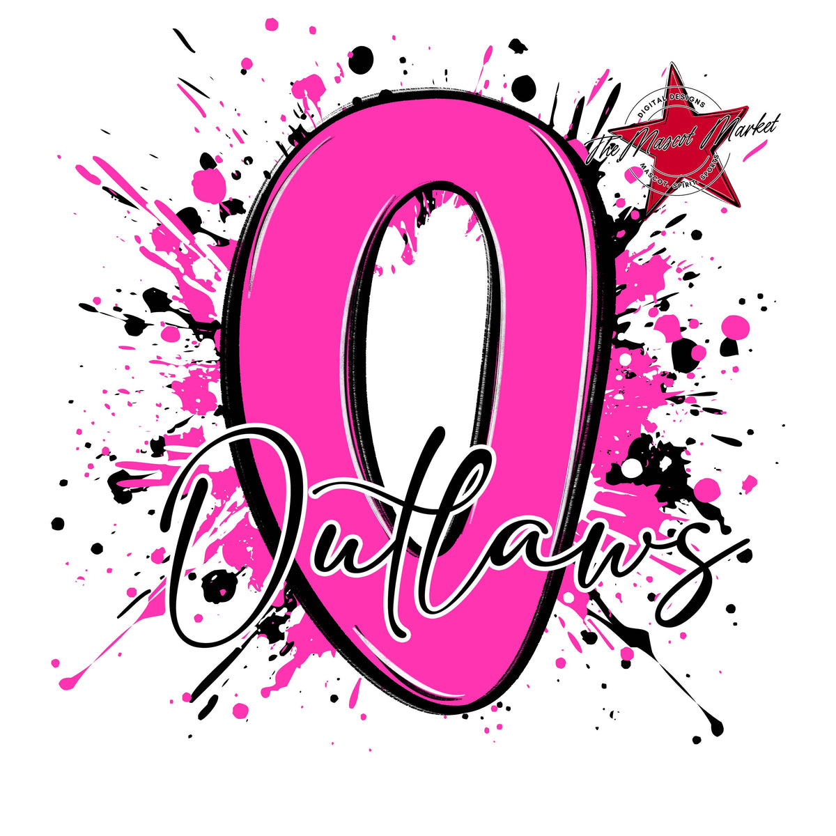 Outlaws Mascot Splatter-Pink