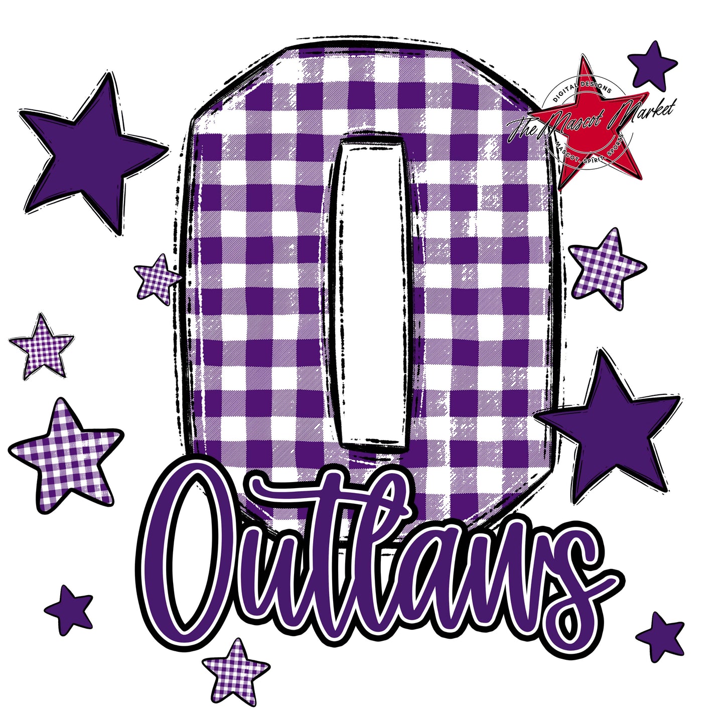 Outlaws Plaid Star Design-Purple