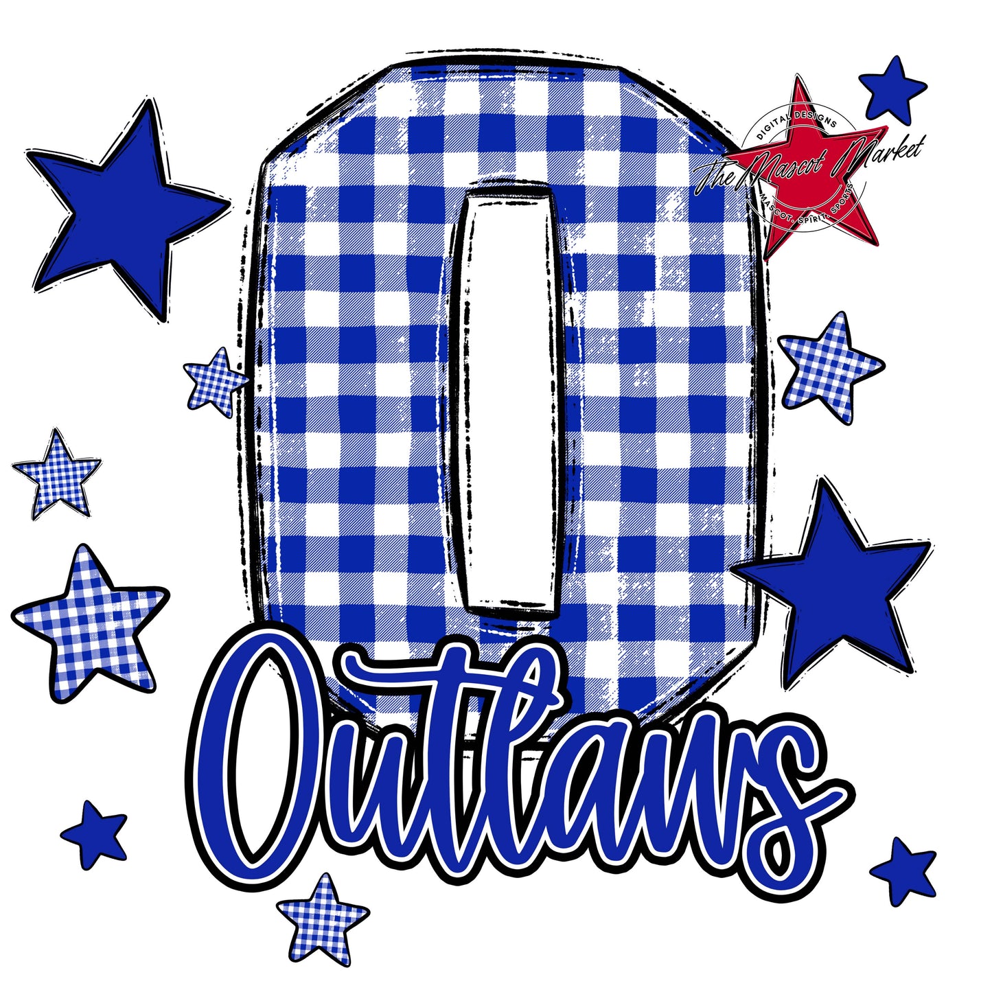 Outlaws Plaid Star Design-Royal Blue