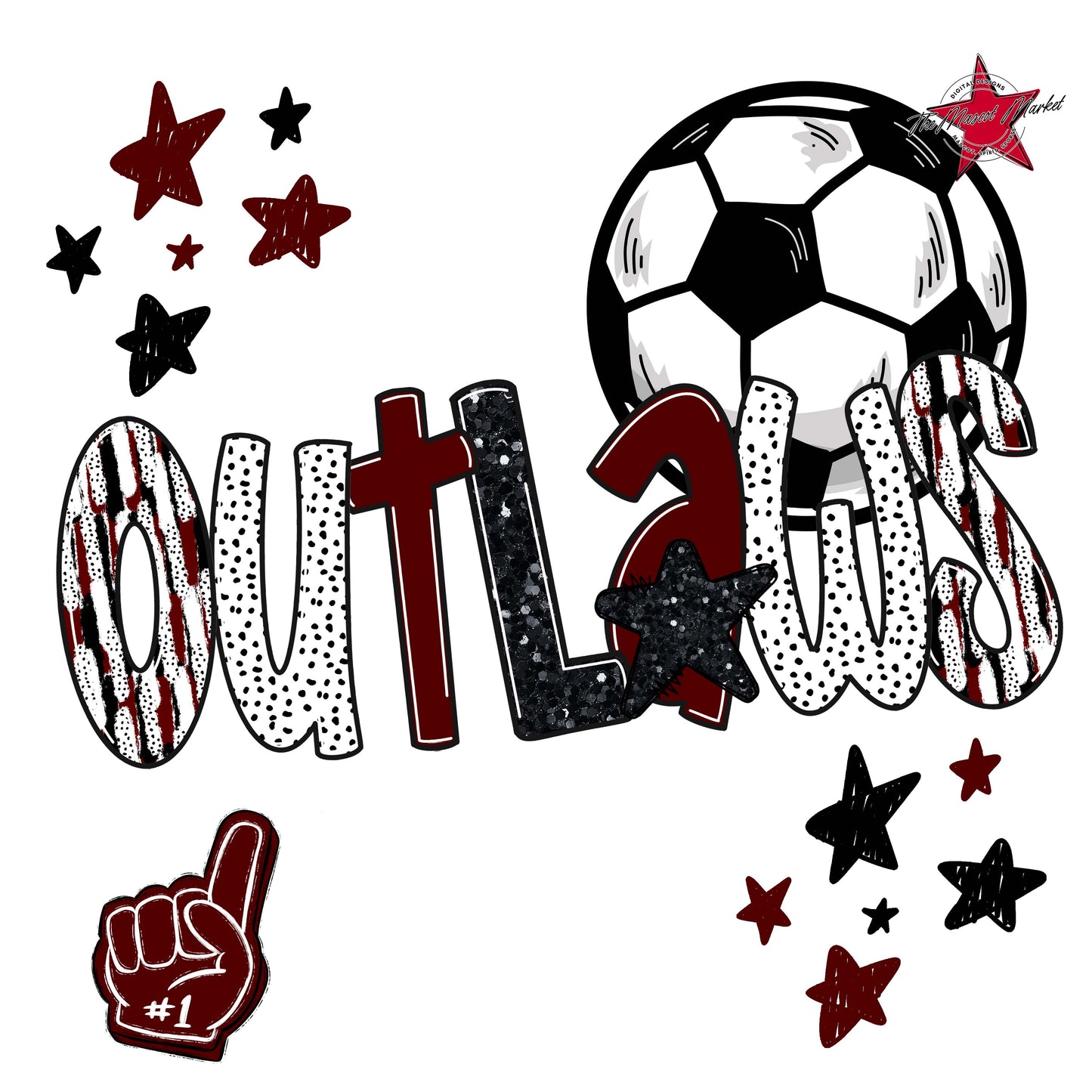 Outlaws Soccer Scrape-Maroon