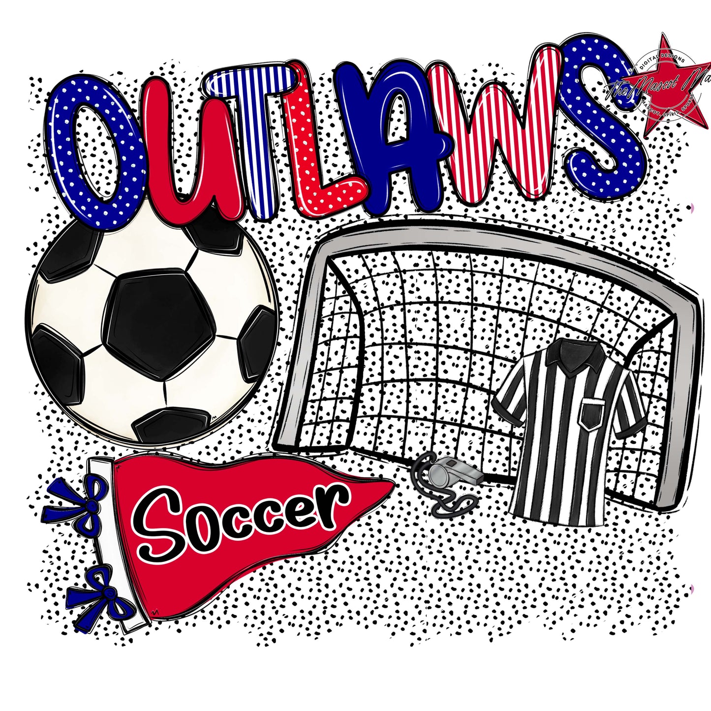 Outlaws Soccer Spirit-Blue & Red