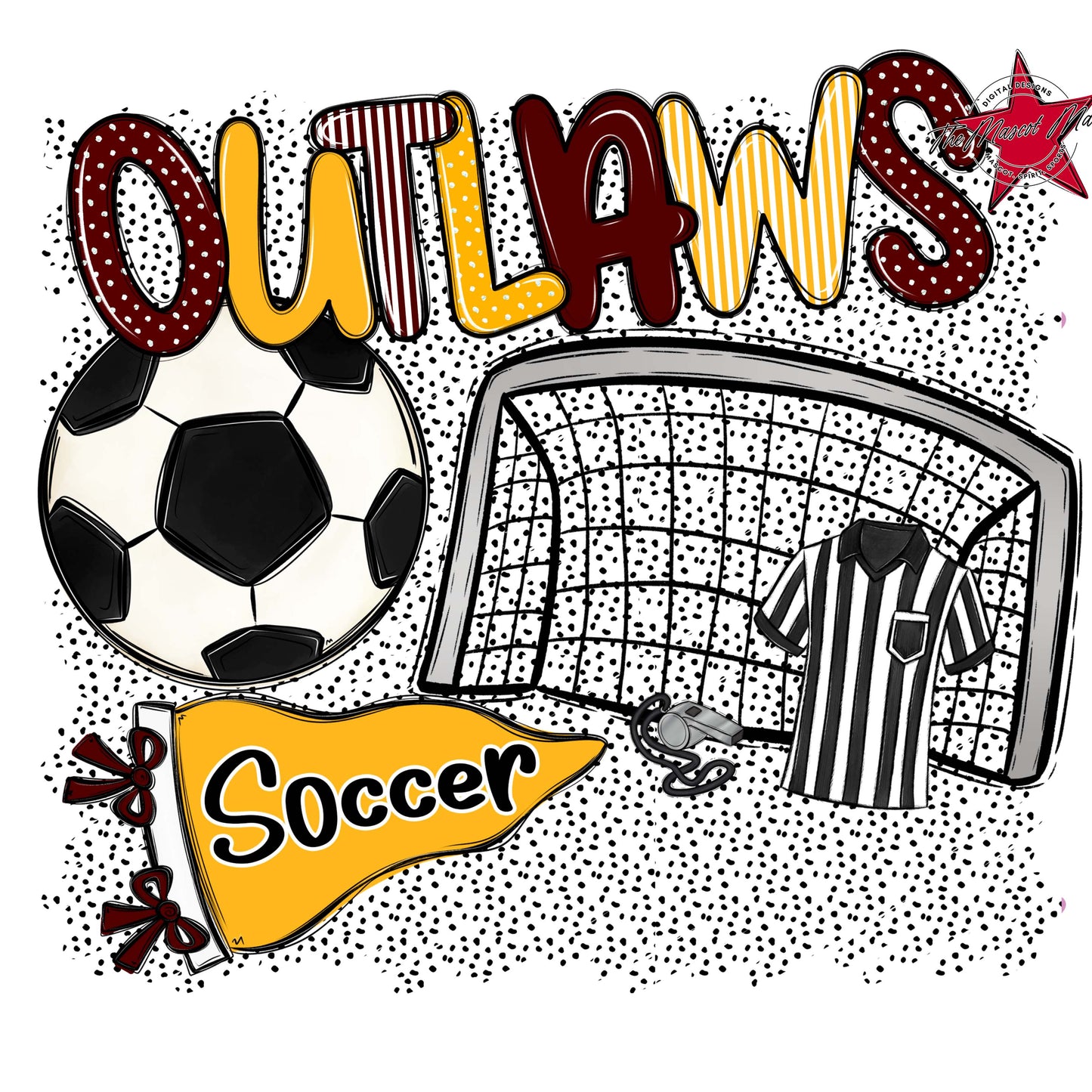 Outlaws Soccer Spirit-Maroon & Yellow