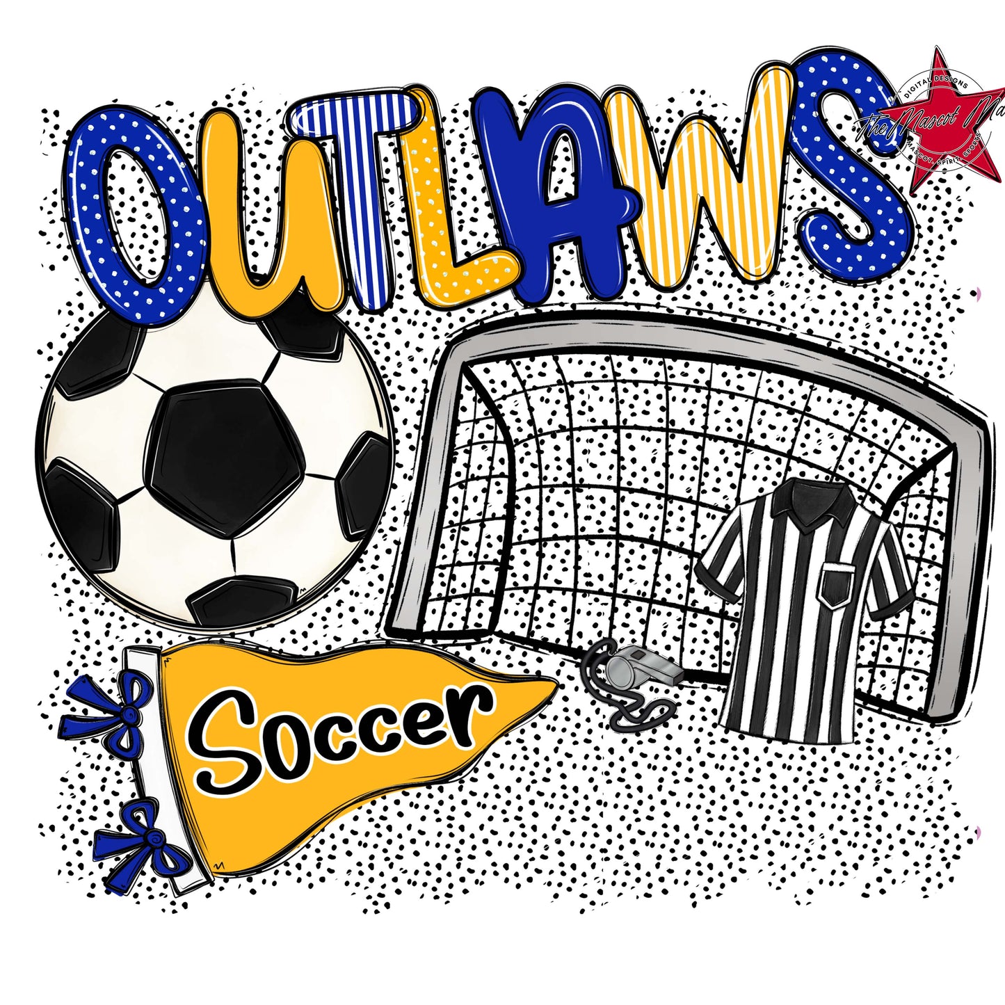 Outlaws Soccer Spirit-Royal Blue & Yellow