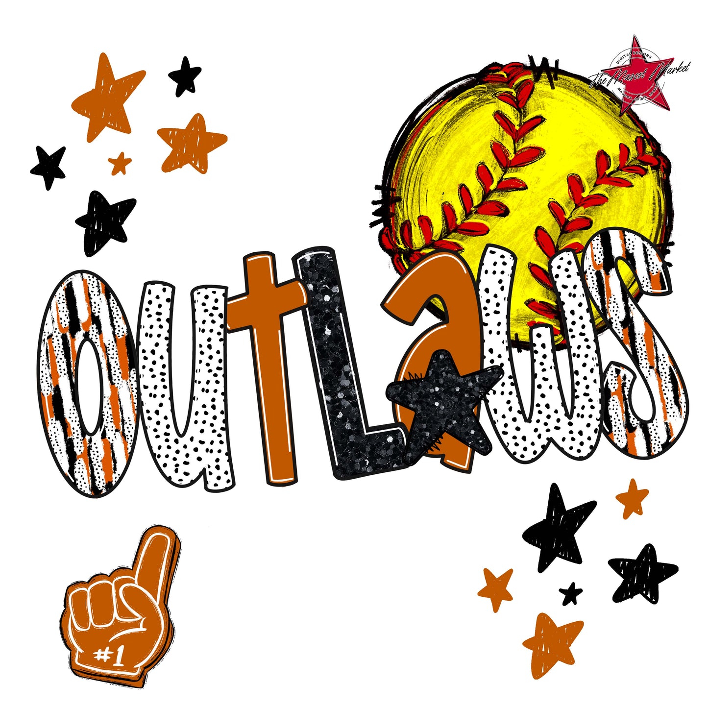 Outlaws Softball Scrape-Burnt Orange