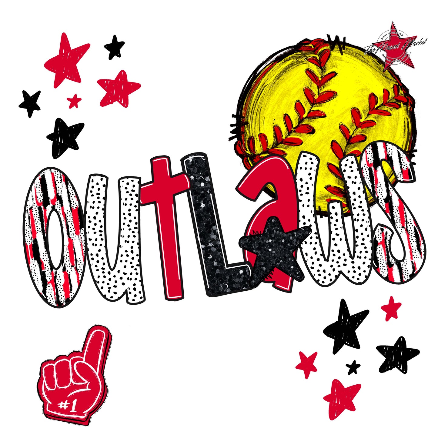 Outlaws Softball Scrape-Red