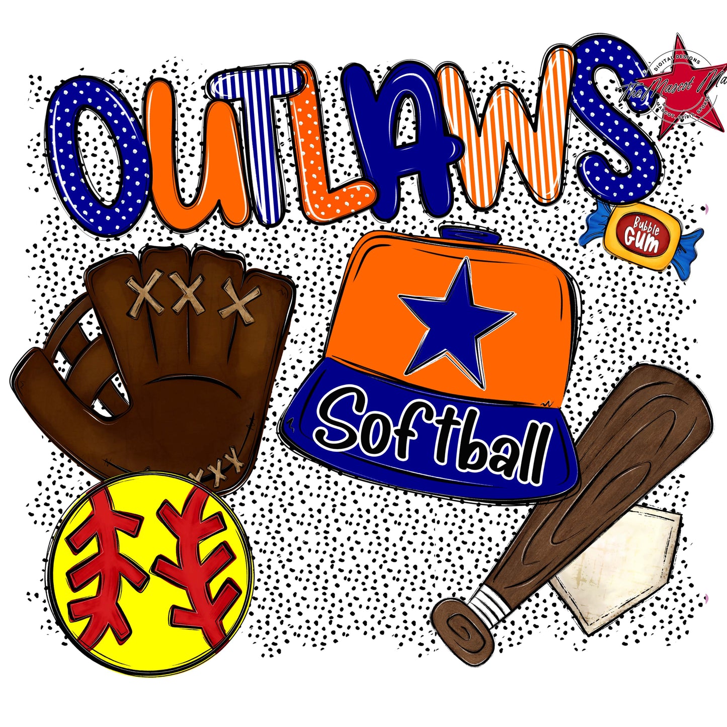 Outlaws Softball Spirit-Blue & Orange