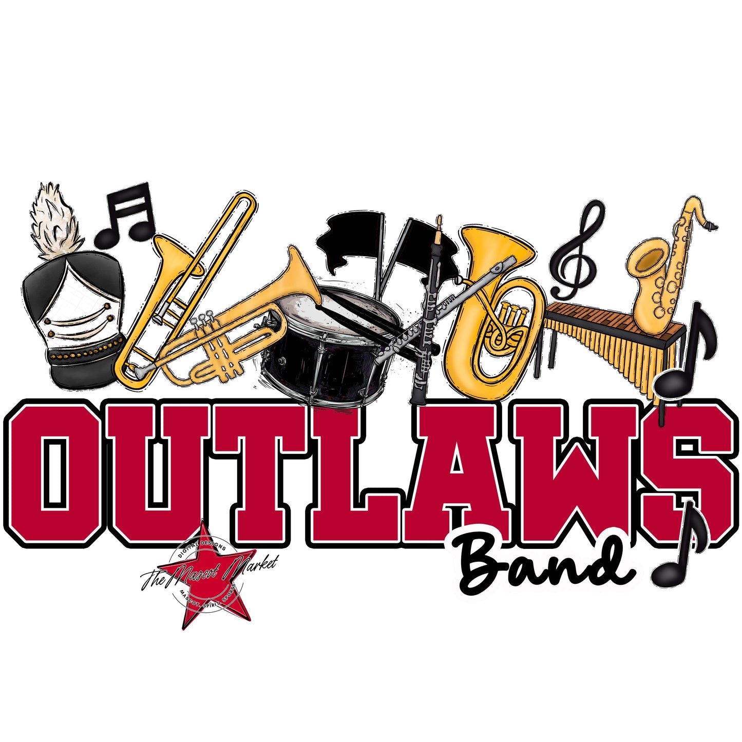 Outlaws Varsity Band-Dark Red