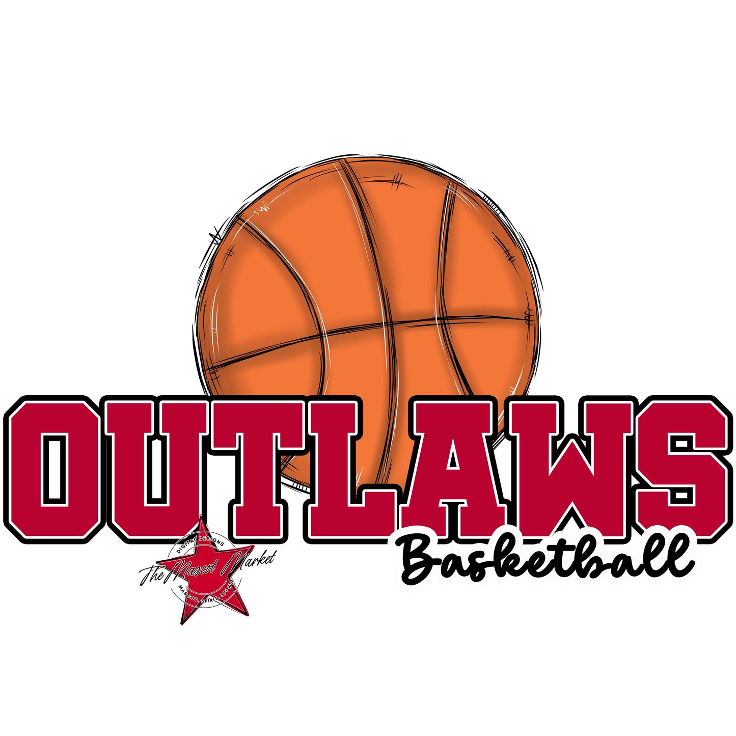 Outlaws Varsity Basketball-Dark Red