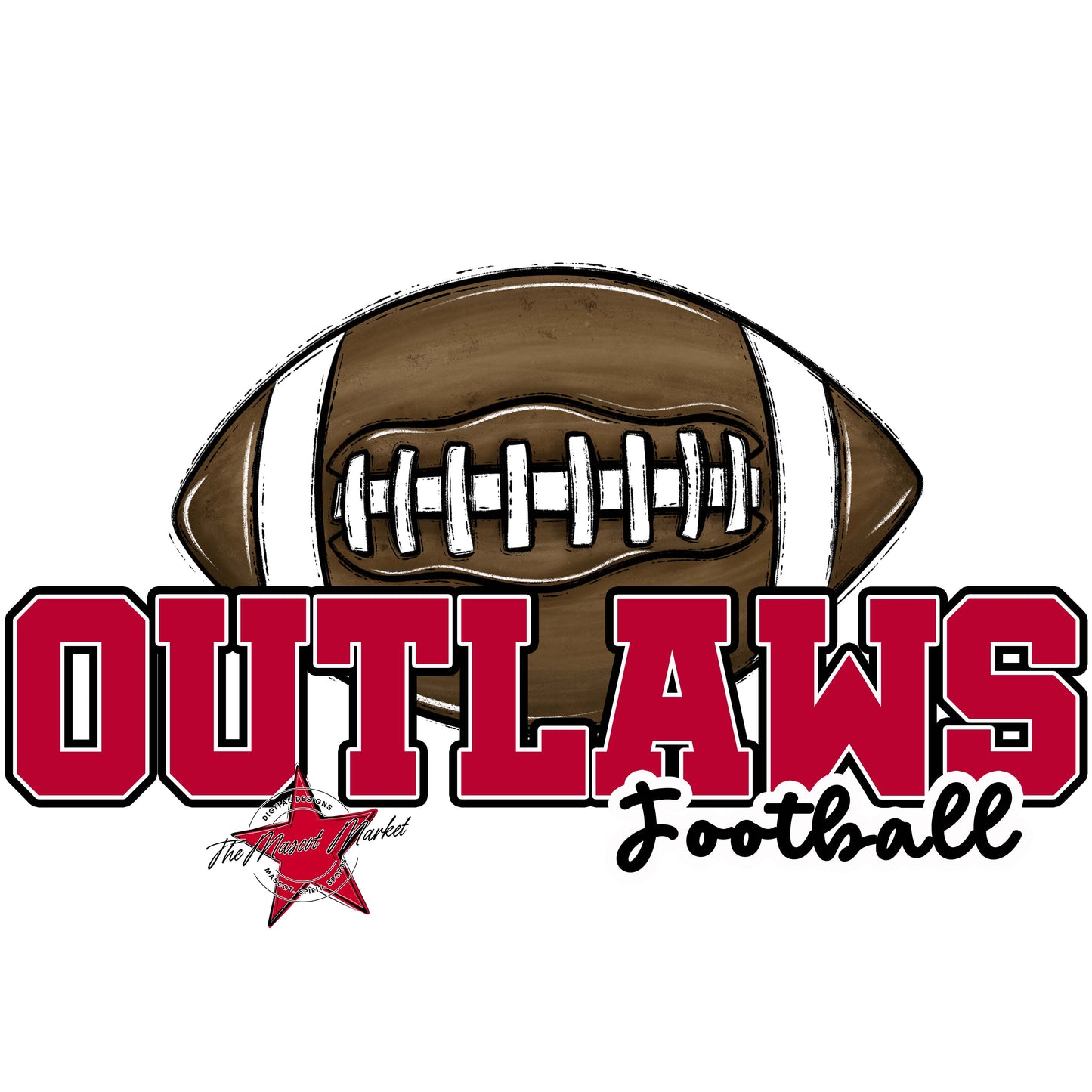 Outlaws Varsity Football-Dark Red