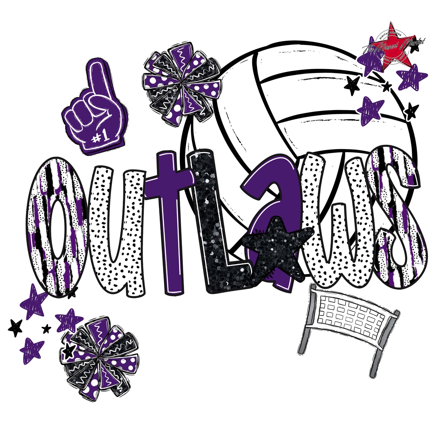 Outlaws Volleyball Scrape-Purple