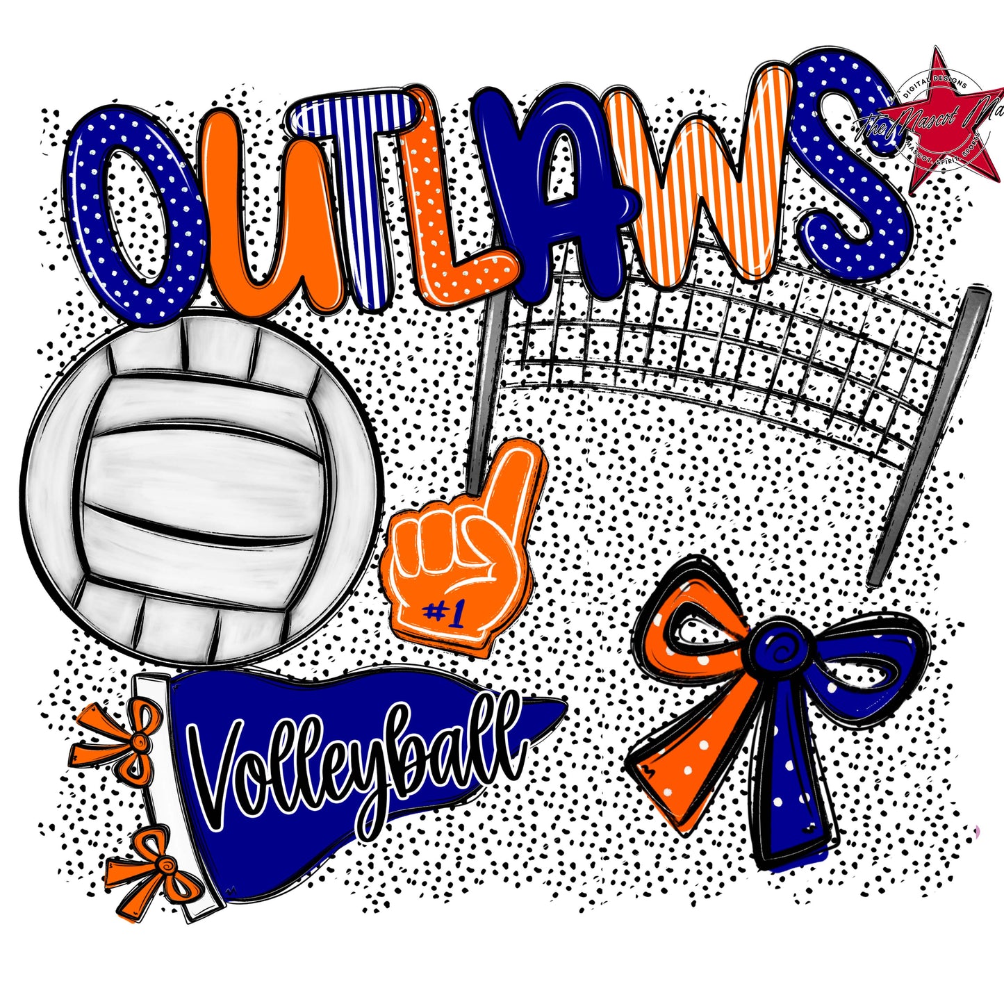 Outlaws Volleyball Spirit-Blue & Orange
