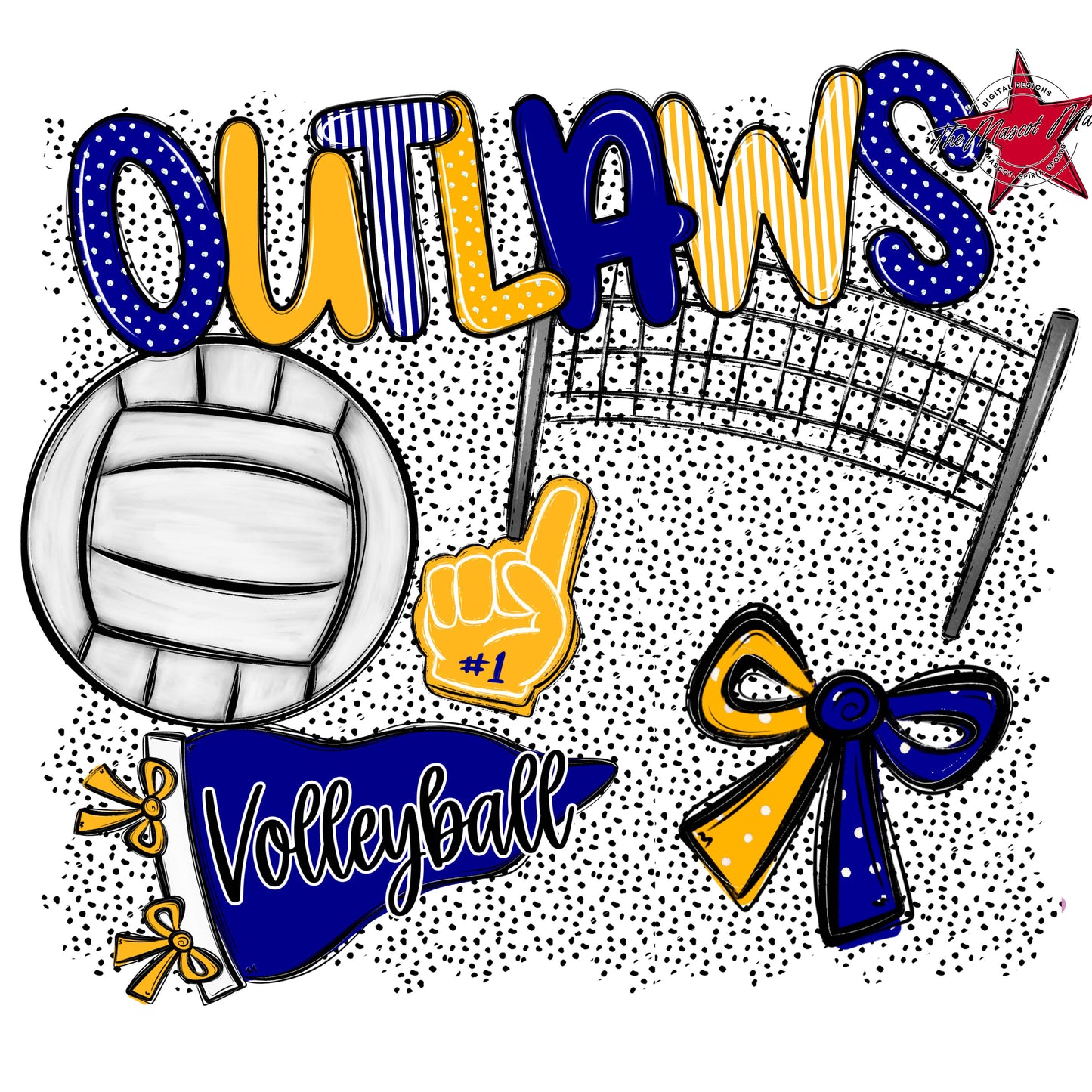 Outlaws Volleyball Spirit-Blue & Yellow