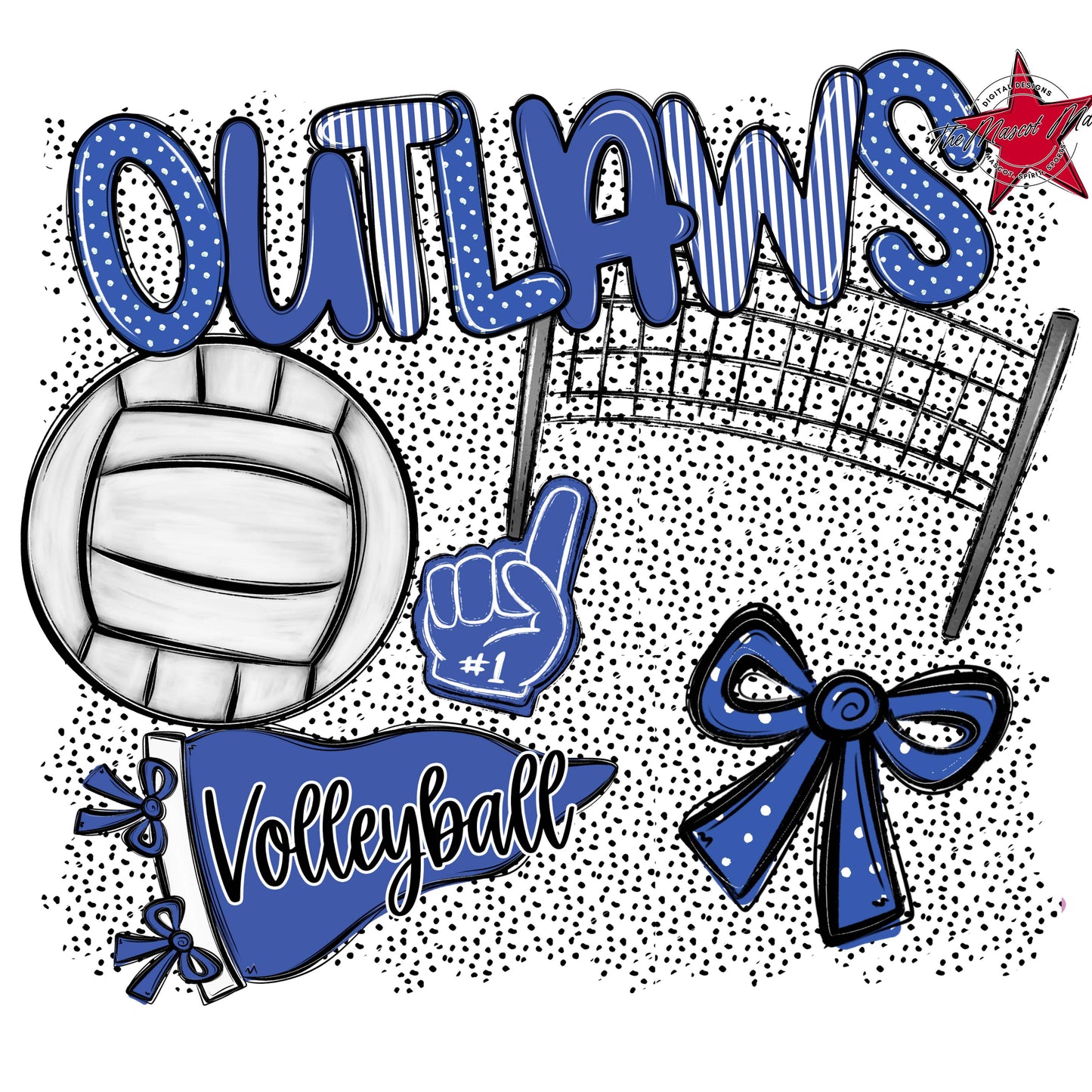 Outlaws Volleyball Spirit-Off Blue