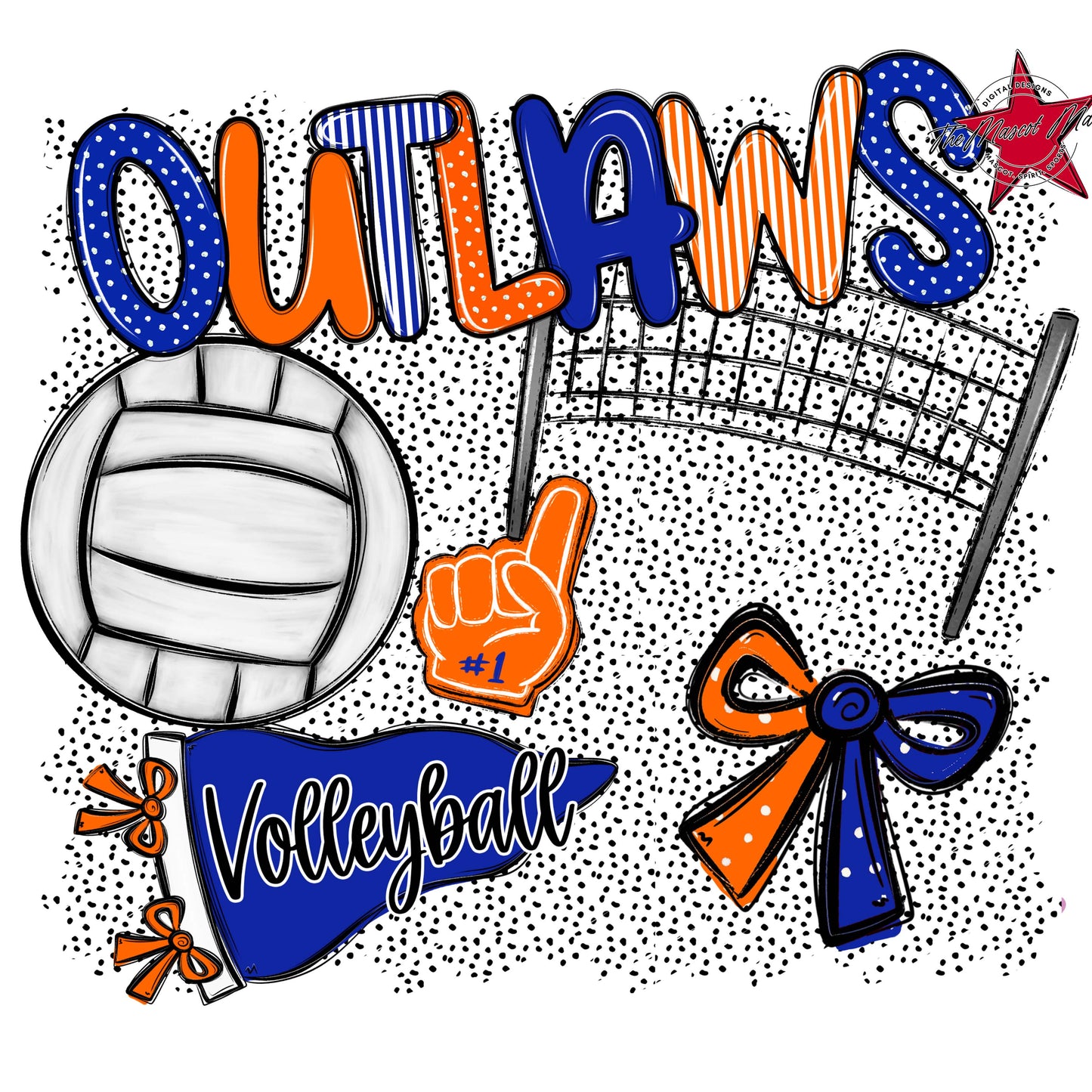 Outlaws Volleyball Spirit-Royal Blue & Orange