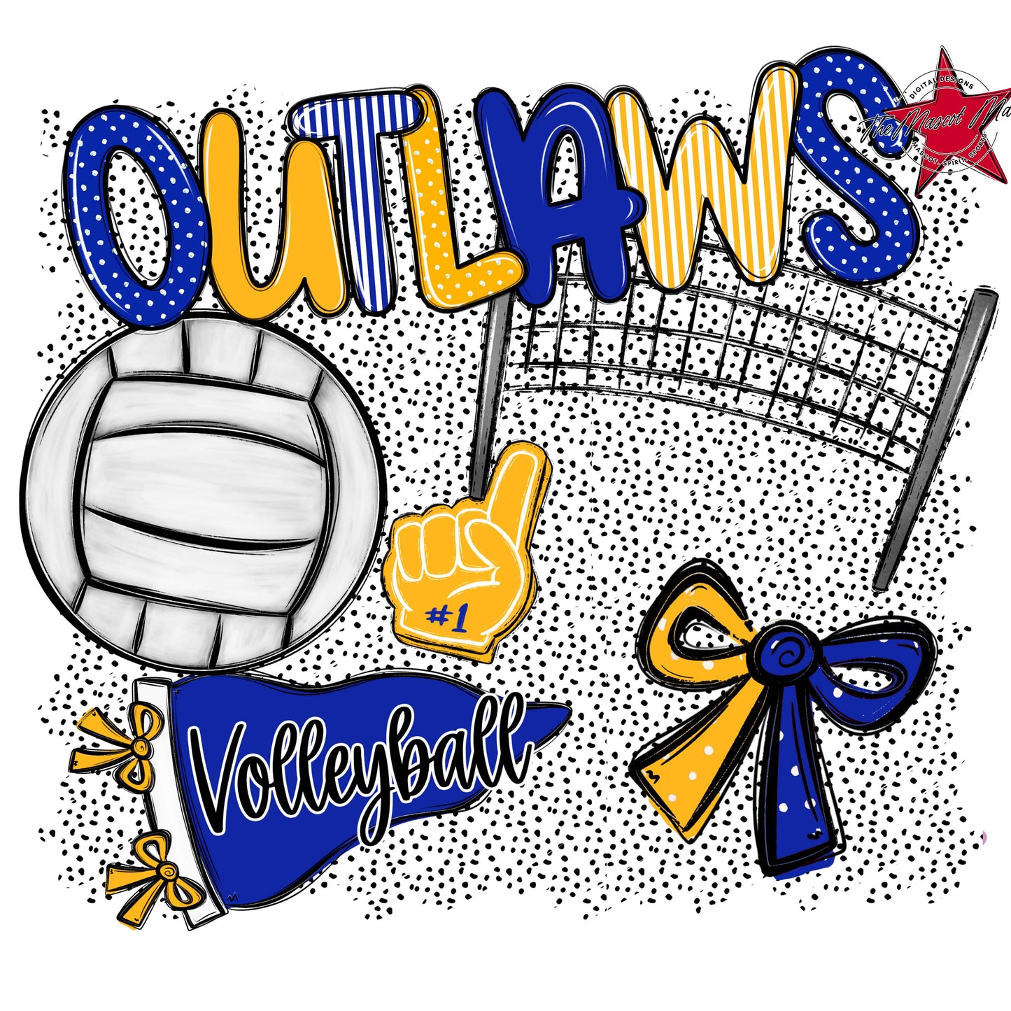 Outlaws Volleyball Spirit-Royal Blue & Yellow