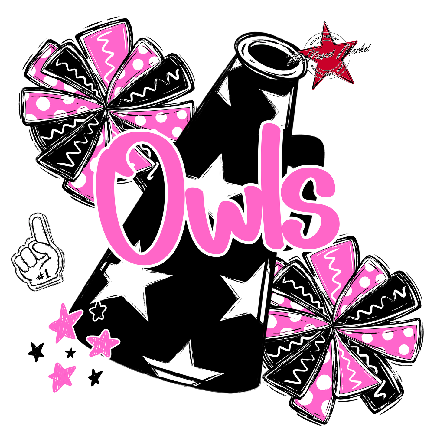 Owls Alpha Megaphone Design-Baby Pink