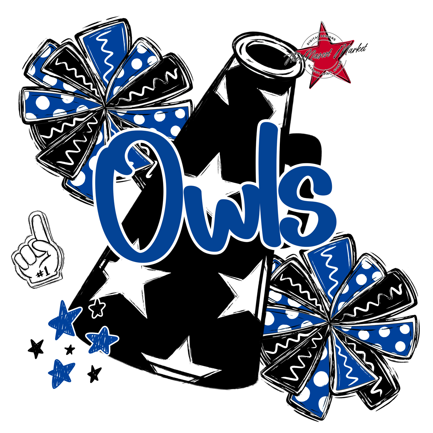 Owls Alpha Megaphone Design-Off Blue