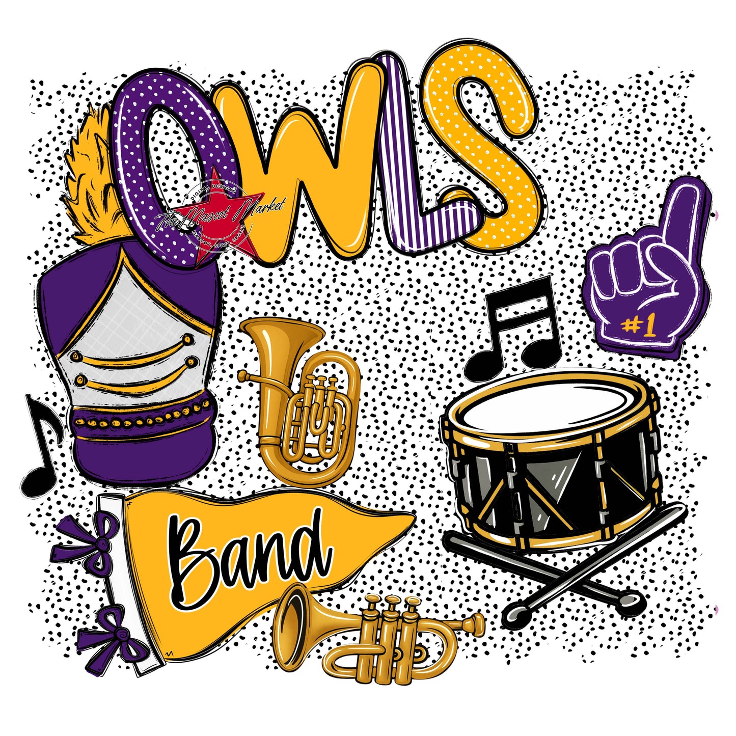 Owls Band Spirit-Purple & Yellow