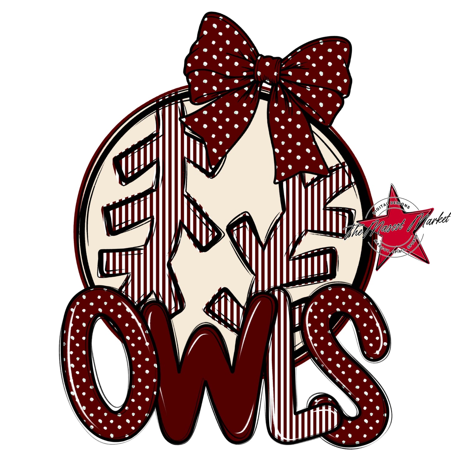 Owls Baseball-Softball Spirit Design-Maroon