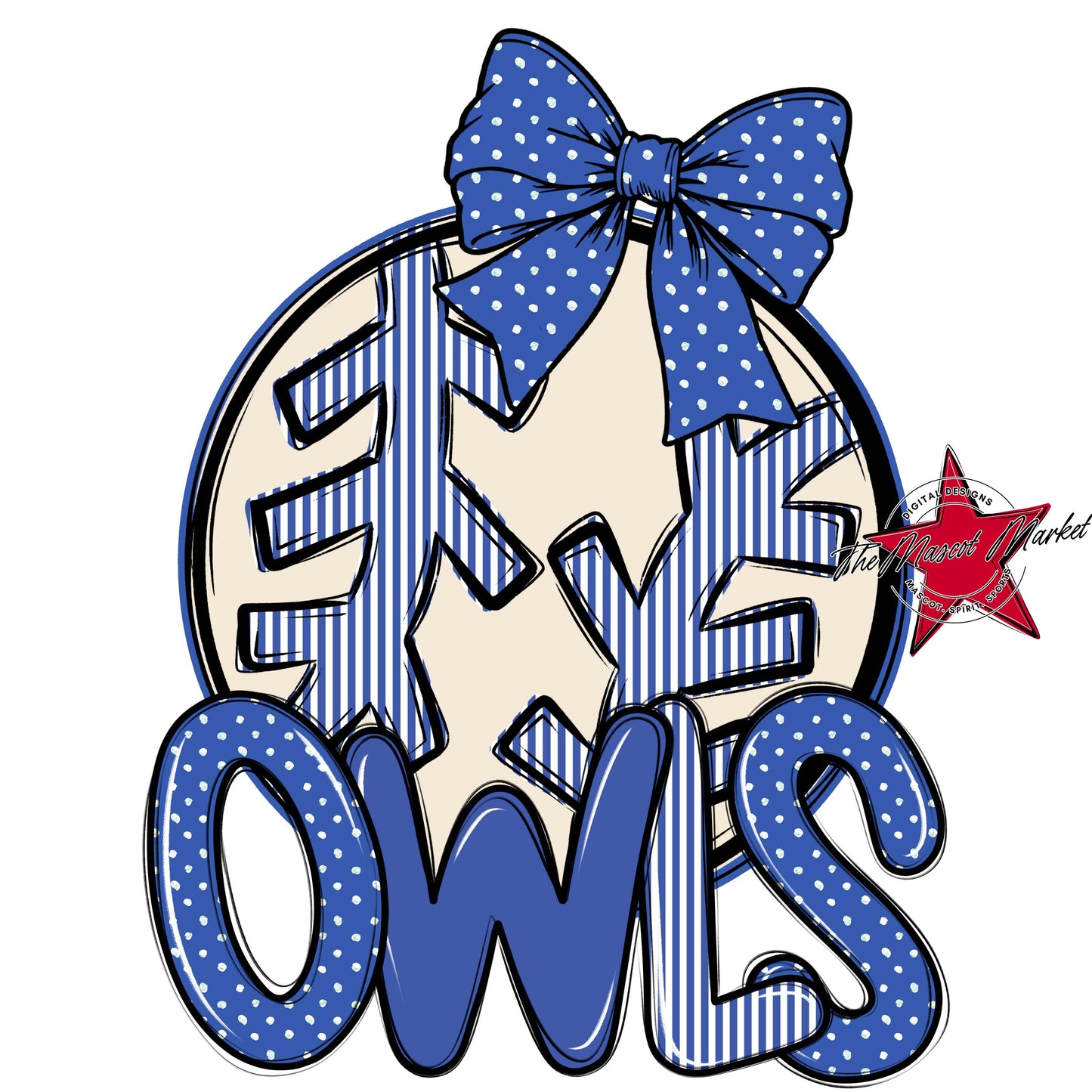 Owls Baseball-Softball Spirit Design-Off Blue