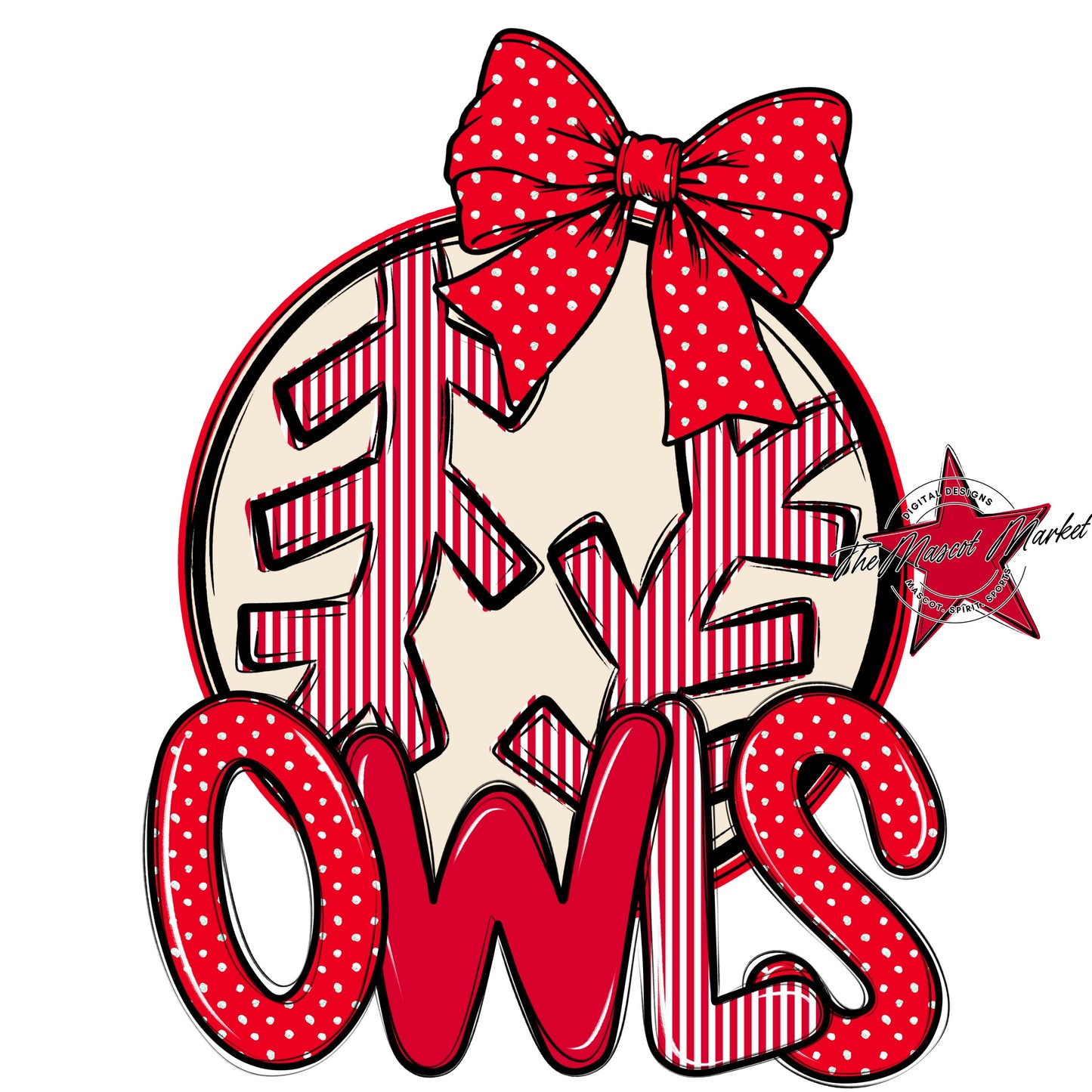 Owls Baseball-Softball Spirit Design-Red
