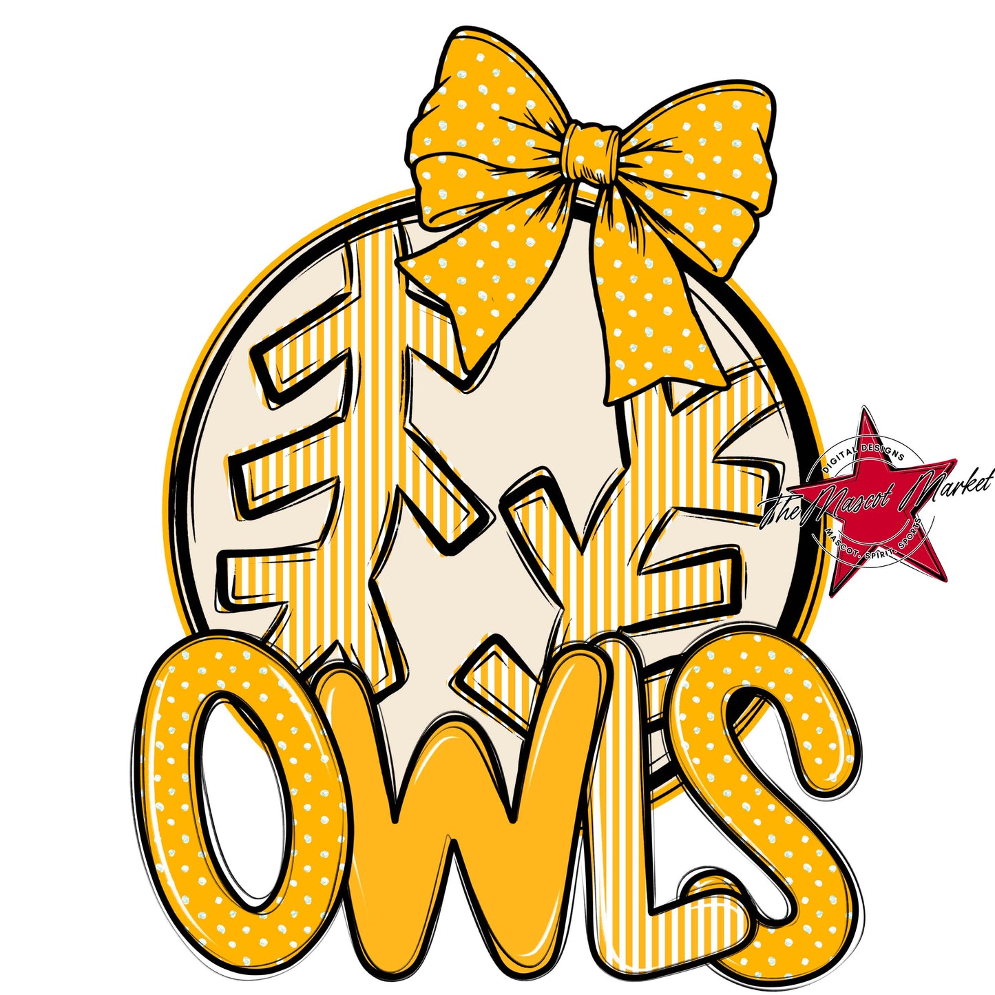 Owls Baseball-Softball Spirit Design-Yellow