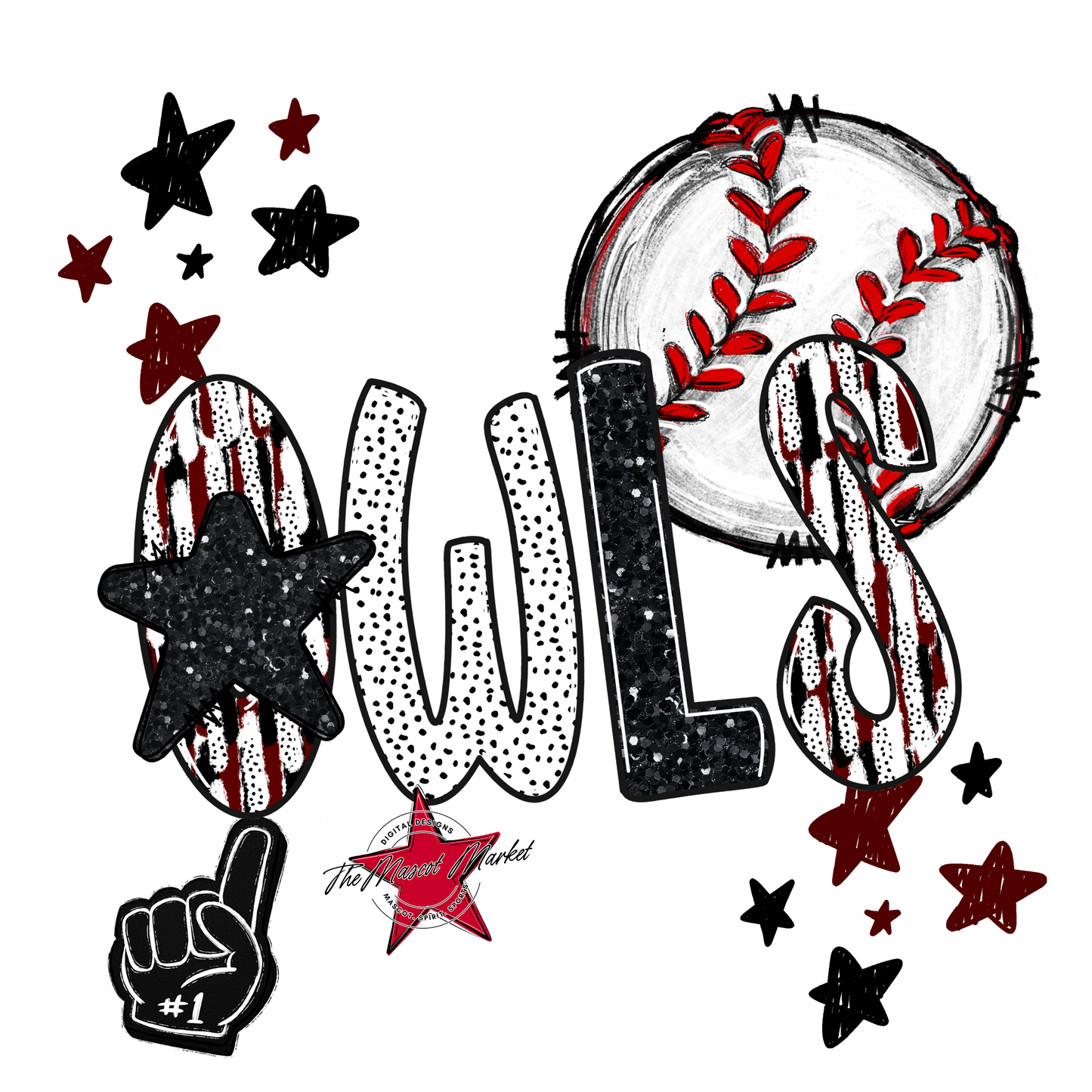 Owls Baseball Scrape-Maroon