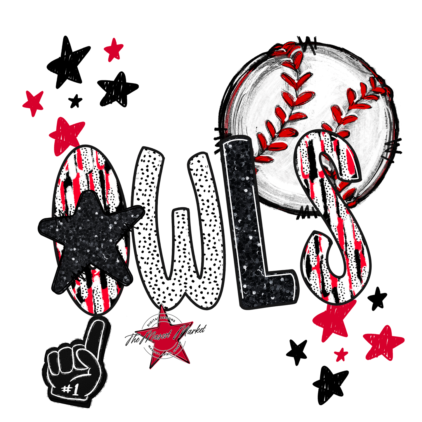 Owls Baseball Scrape-Red