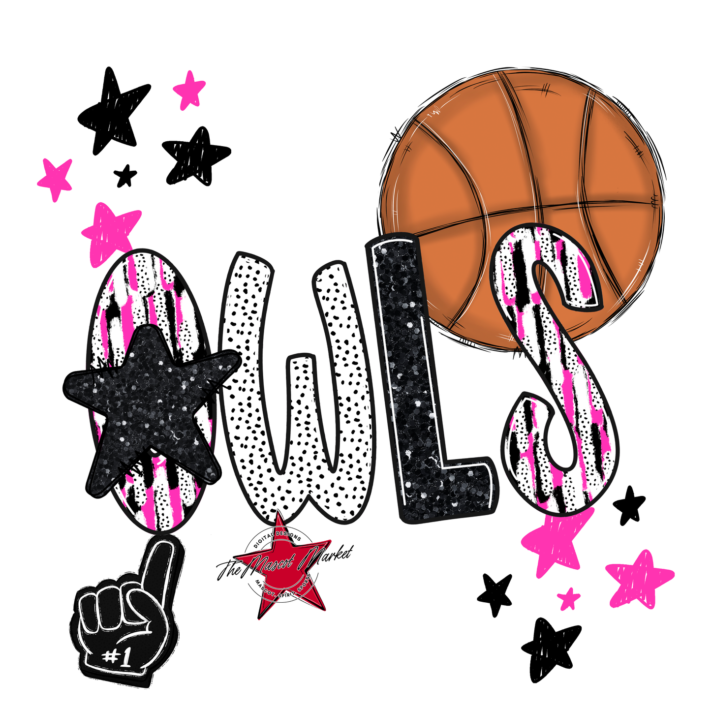 Owls Basketball Scrape-Pink