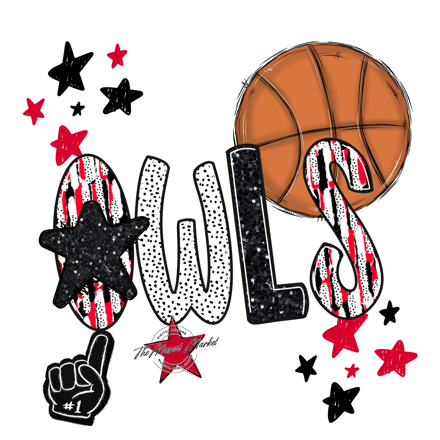 Owls Basketball Scrape-Red