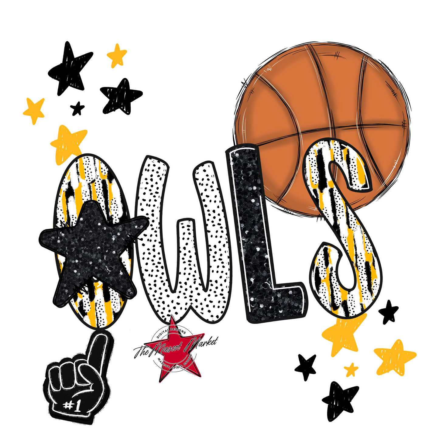 Owls Basketball Scrape-Yellow
