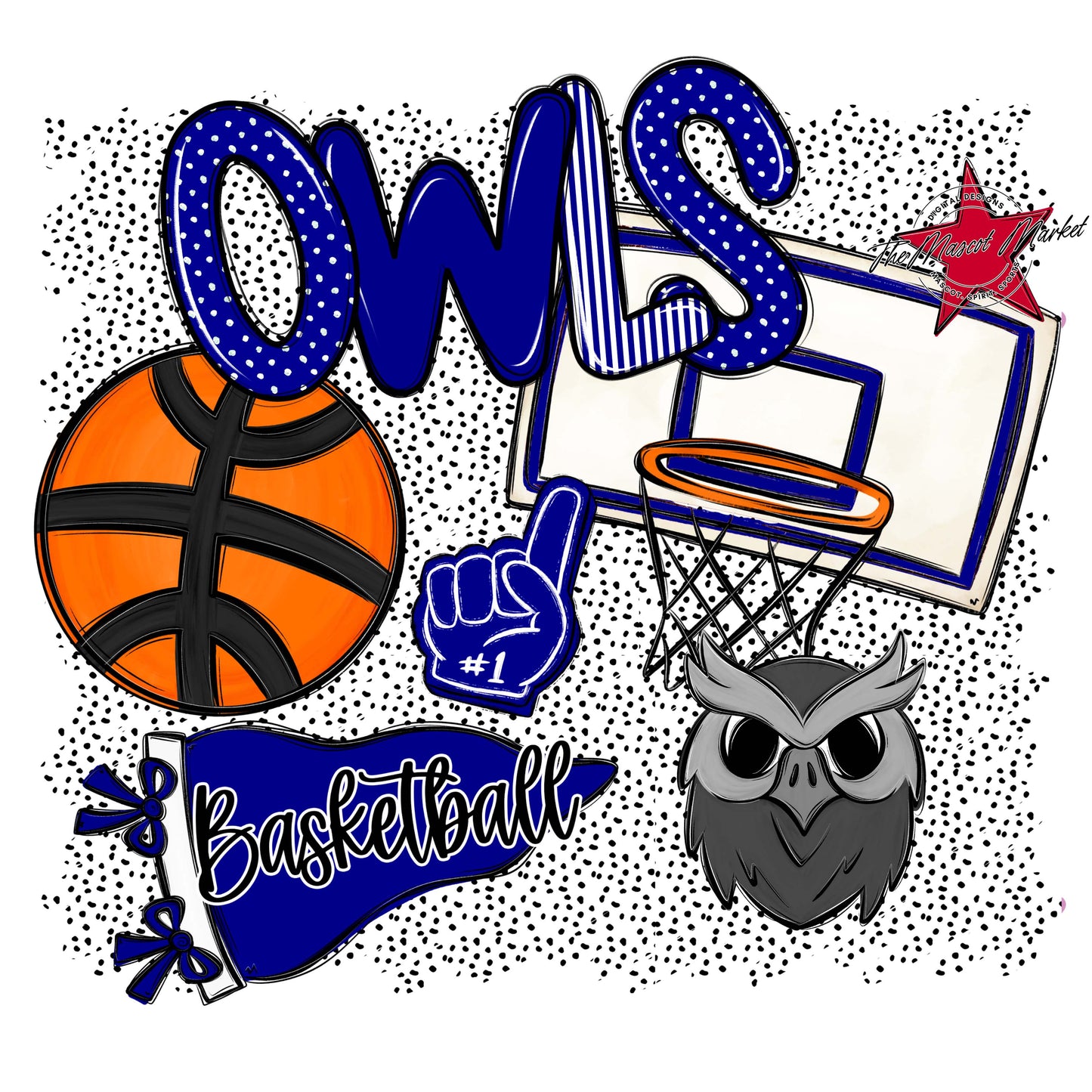 Owls Basketball Spirit-Blue