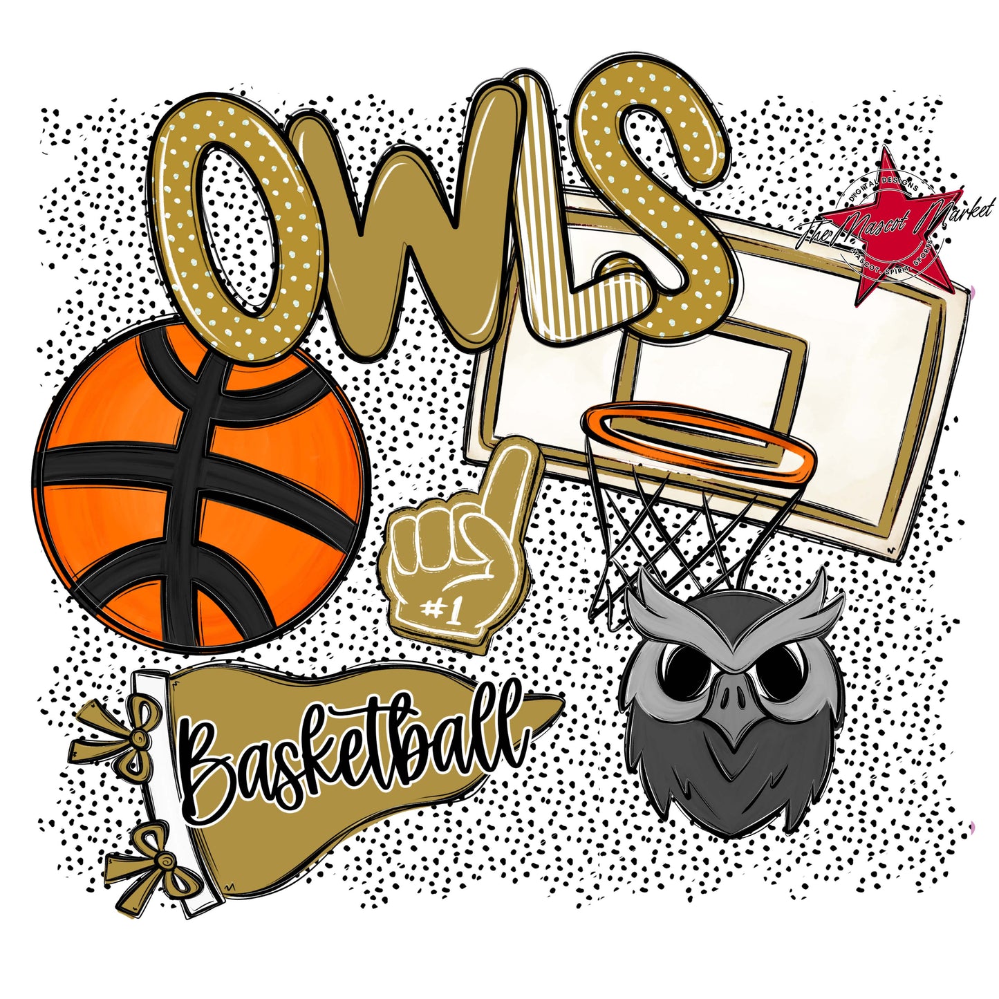 Owls Basketball Spirit-Gold