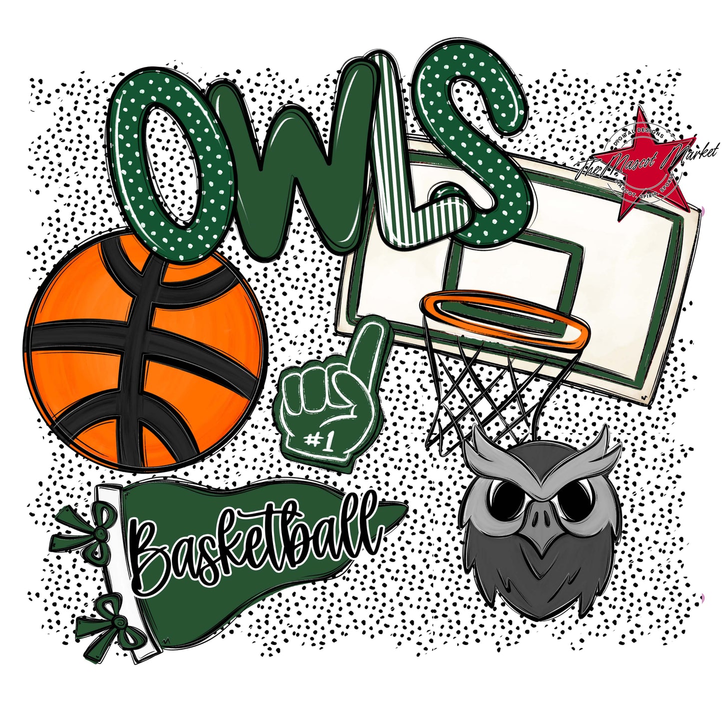 Owls Basketball Spirit-Green