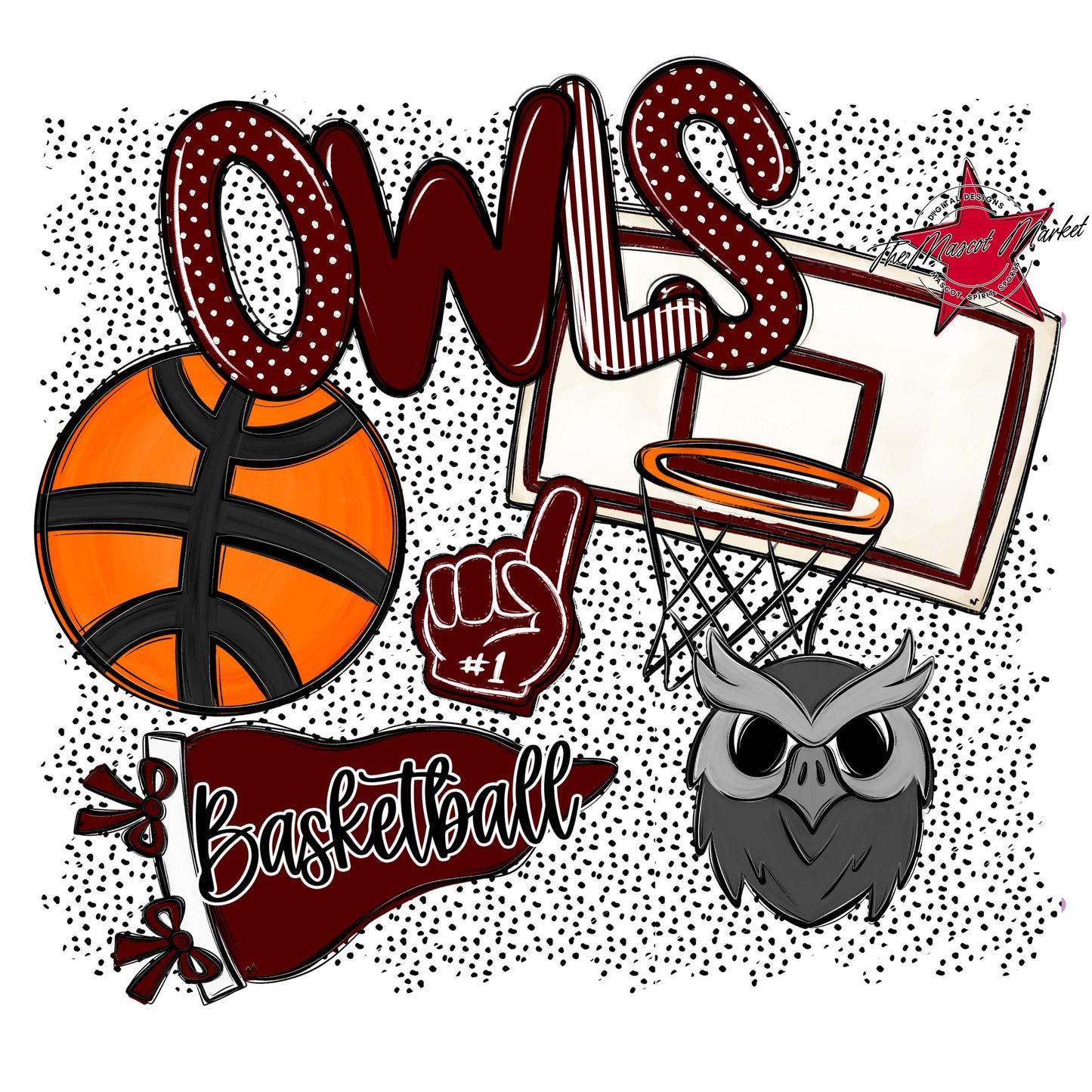 Owls Basketball Spirit-Maroon